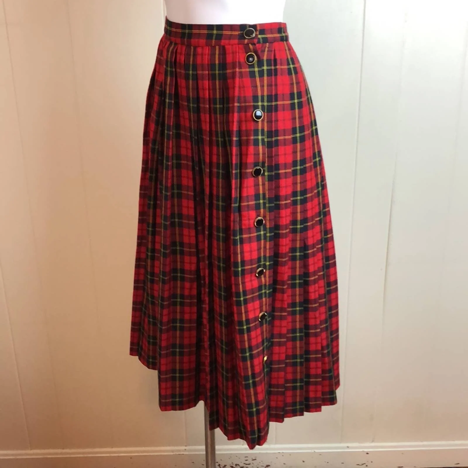 Vintage Lindor Pleated Plaid Skirt - Image 2