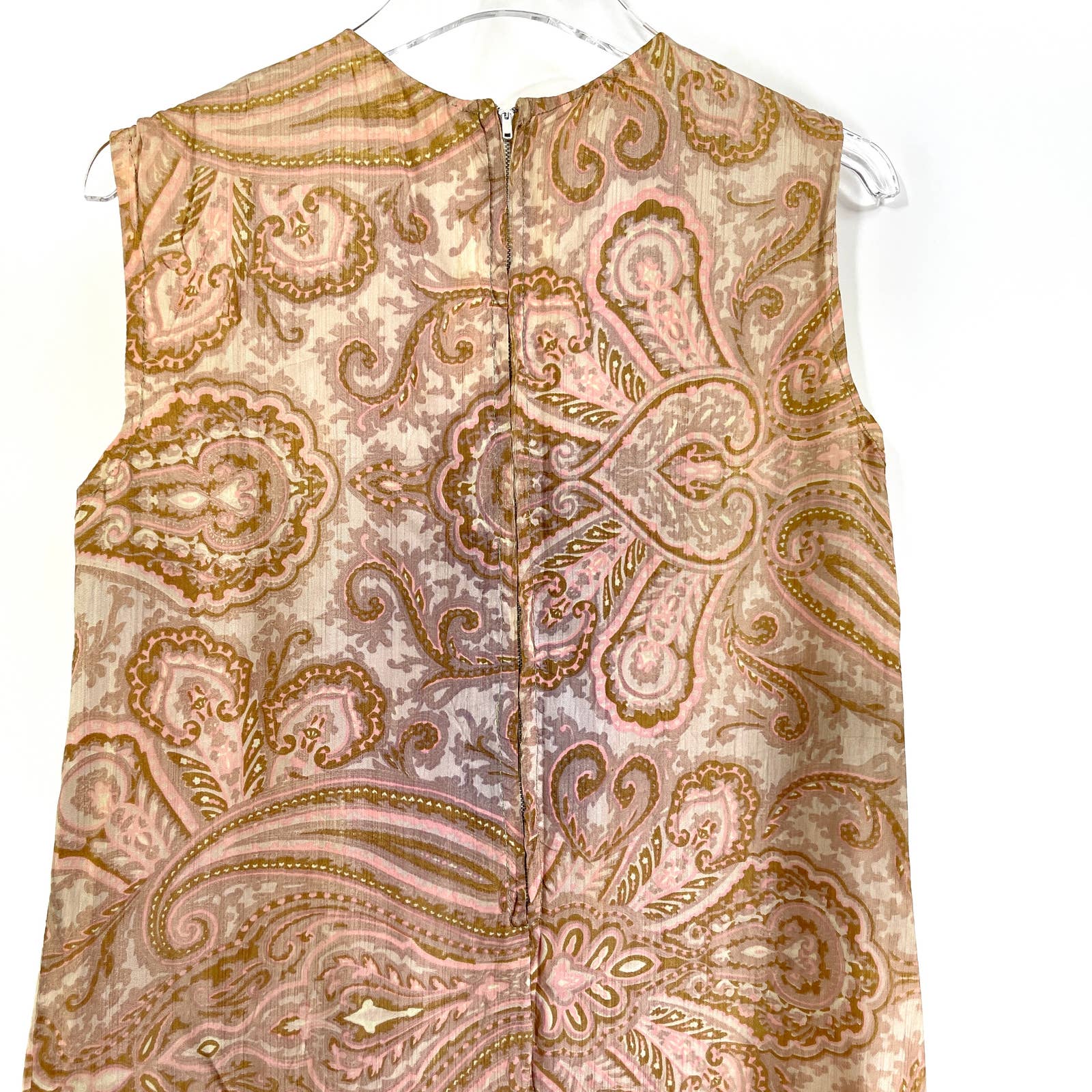 Vintage Lined Floral Paisley Sleeveless Mini Dress - Image 4