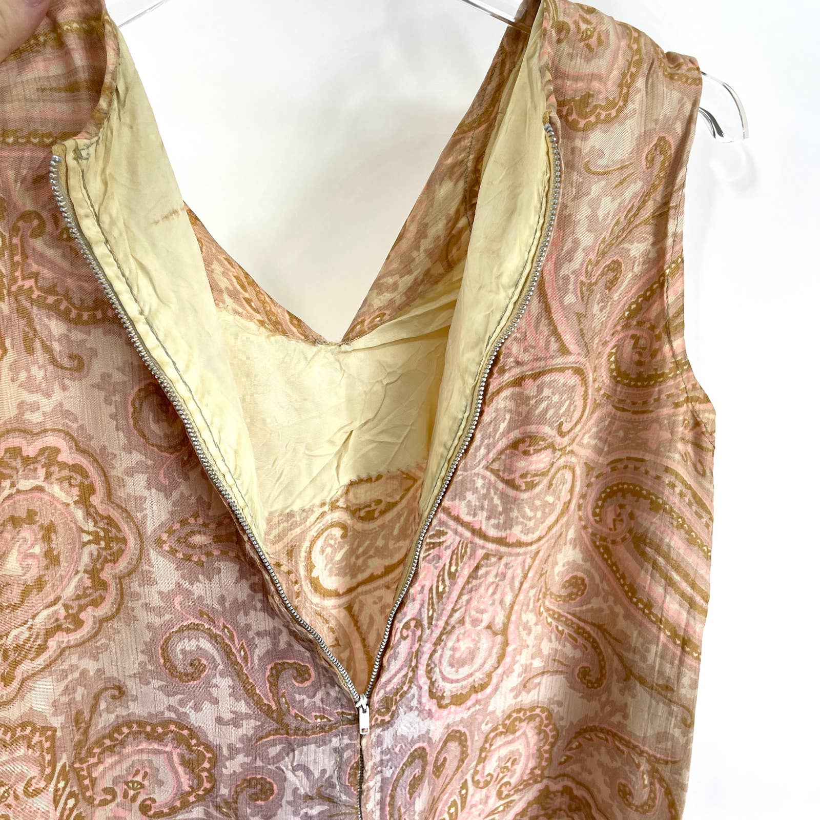 Vintage Lined Floral Paisley Sleeveless Mini Dress - Image 6