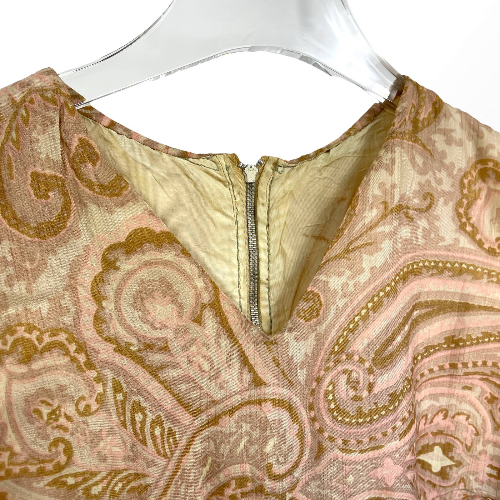 Vintage Lined Floral Paisley Sleeveless Mini Dress - Image 7