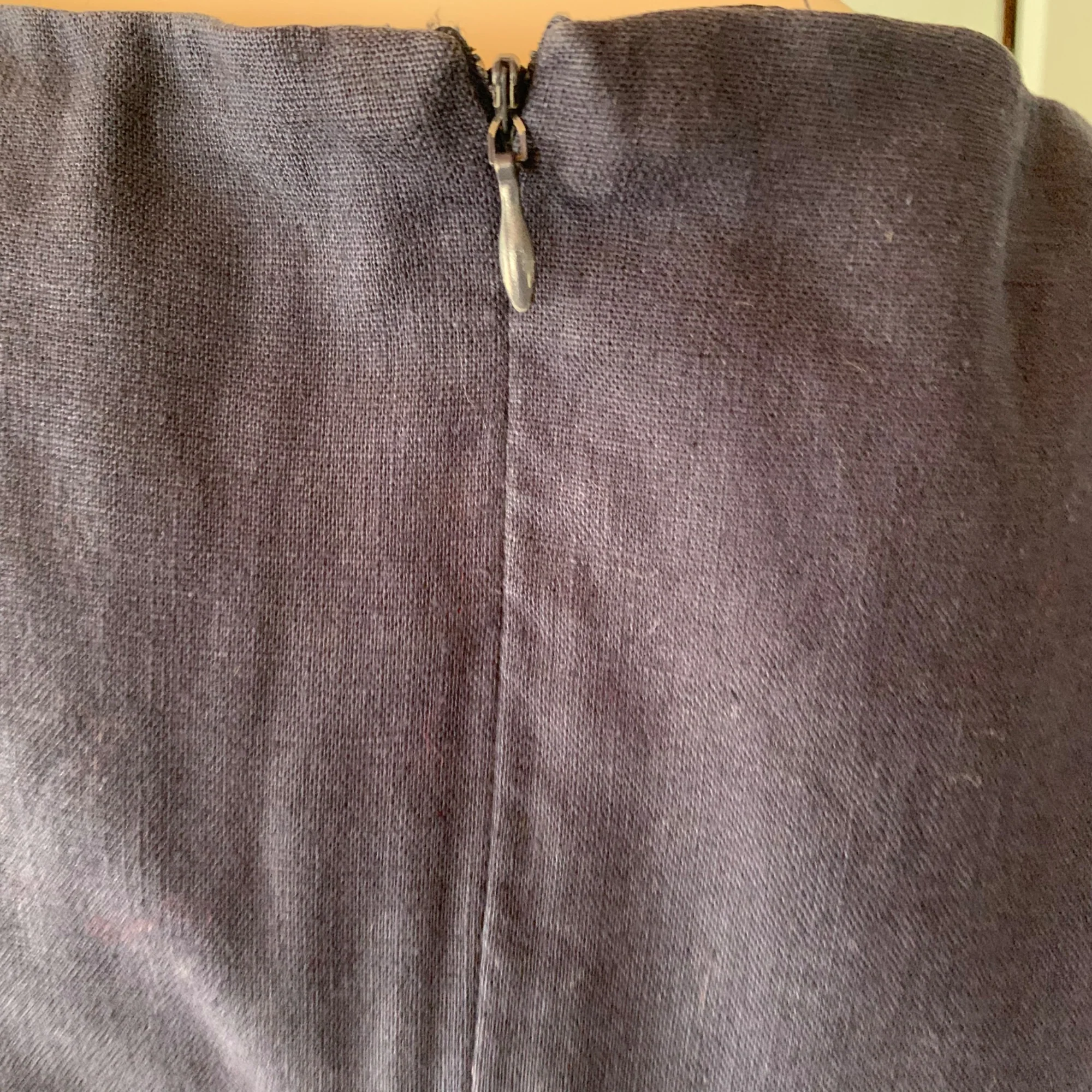 Vintage Linen Blend Shift Dress 8p Career Lined Square Neck Navy Blue by Chadwicks - Image 4