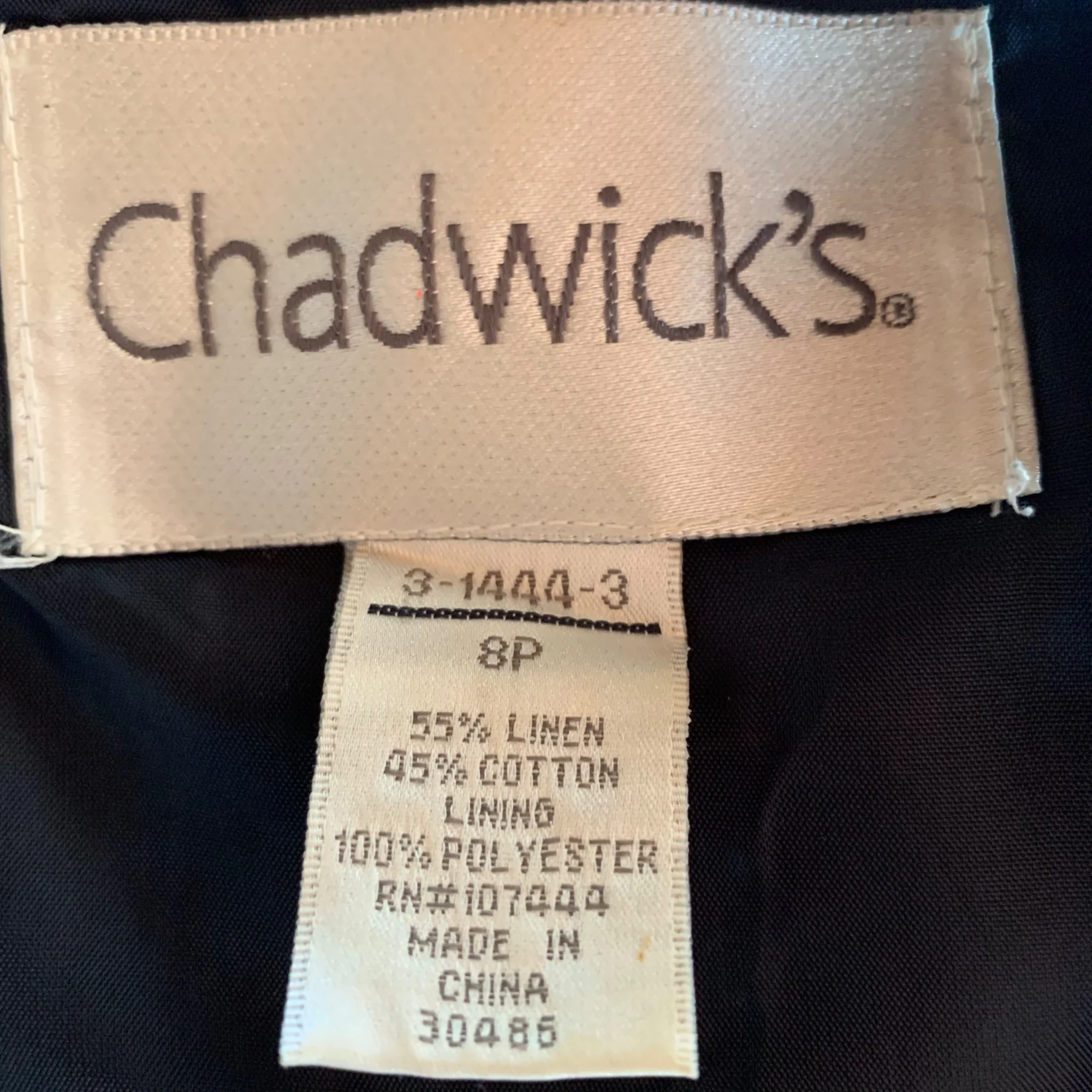 Vintage Linen Blend Shift Dress 8p Career Lined Square Neck Navy Blue by Chadwicks - Image 6