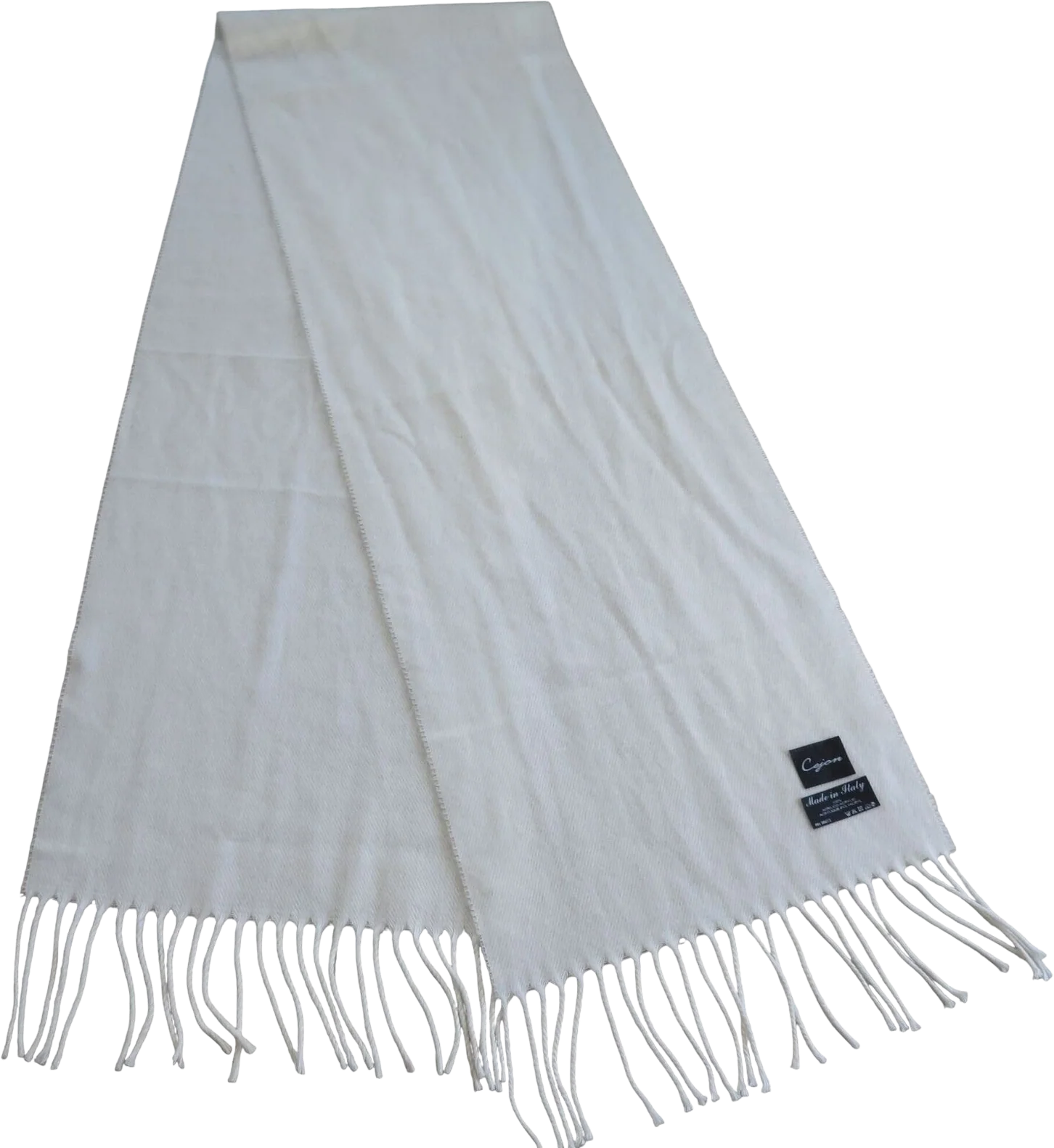 Vintage Made In Italy White Acrylic Scarf 11 X 62 New Old Stock Super Soft by Cejon