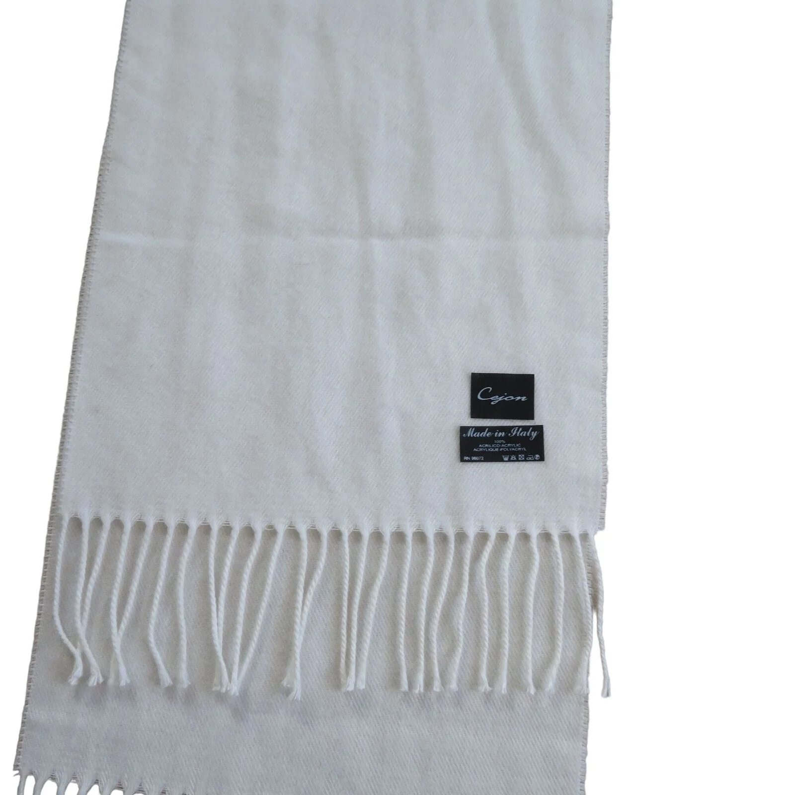 Vintage Made In Italy White Acrylic Scarf 11 X 62 New Old Stock Super Soft by Cejon - Image 6