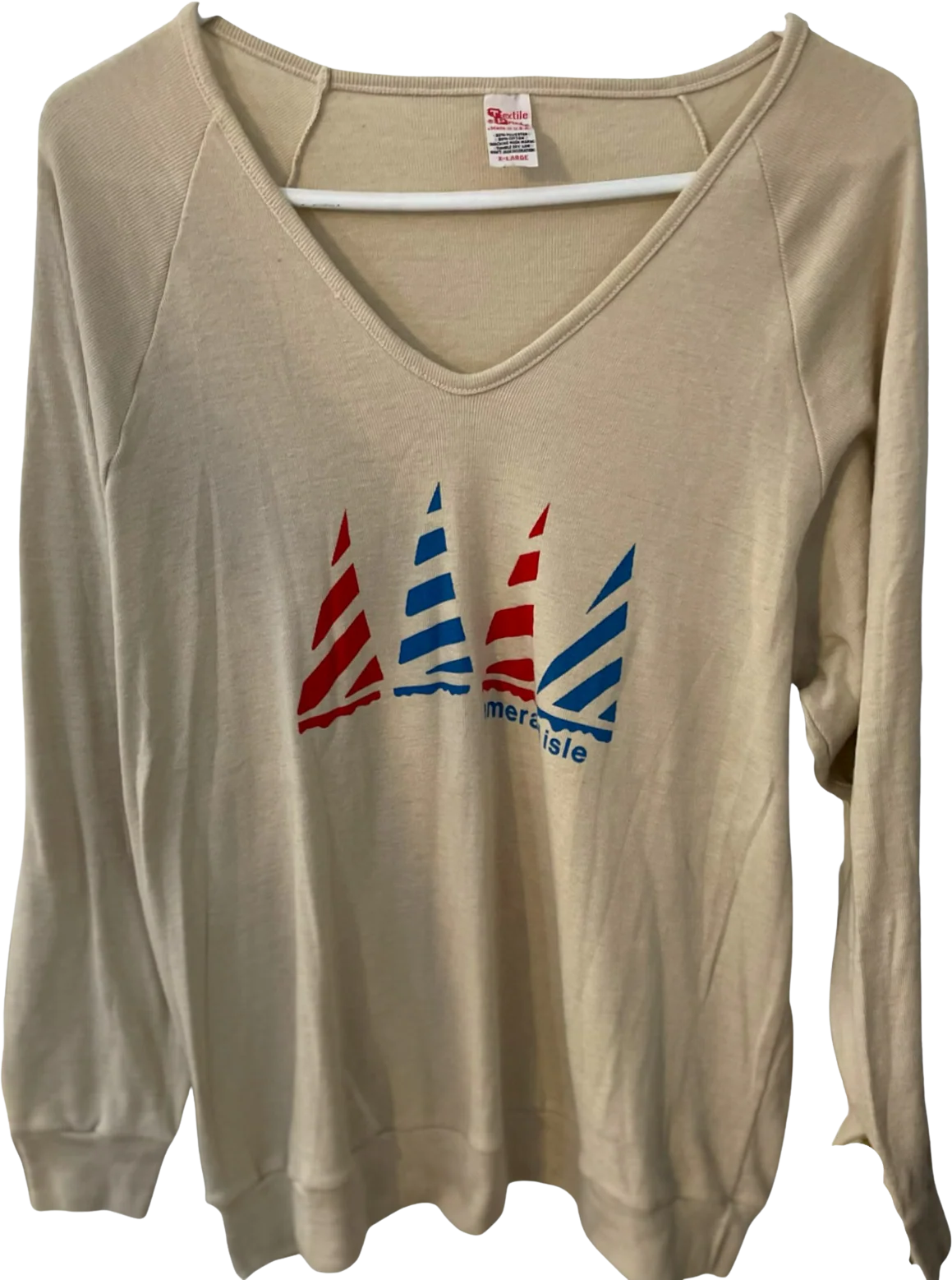 Vintage Made In The Usa V-Neck Emerald Isle Sweatshirt Sz Xl Euc