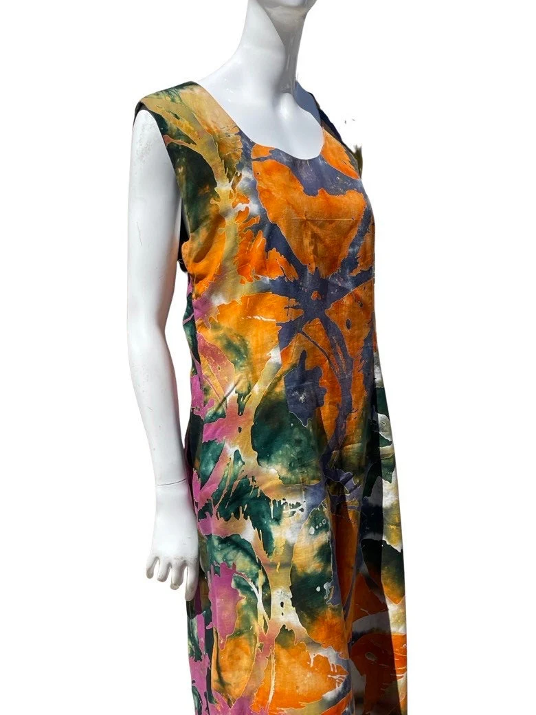 Vintage Maizann's Batik Art To Wear Summer Sleeveless Maxi Dress Size Large by Maizann's - Image 3