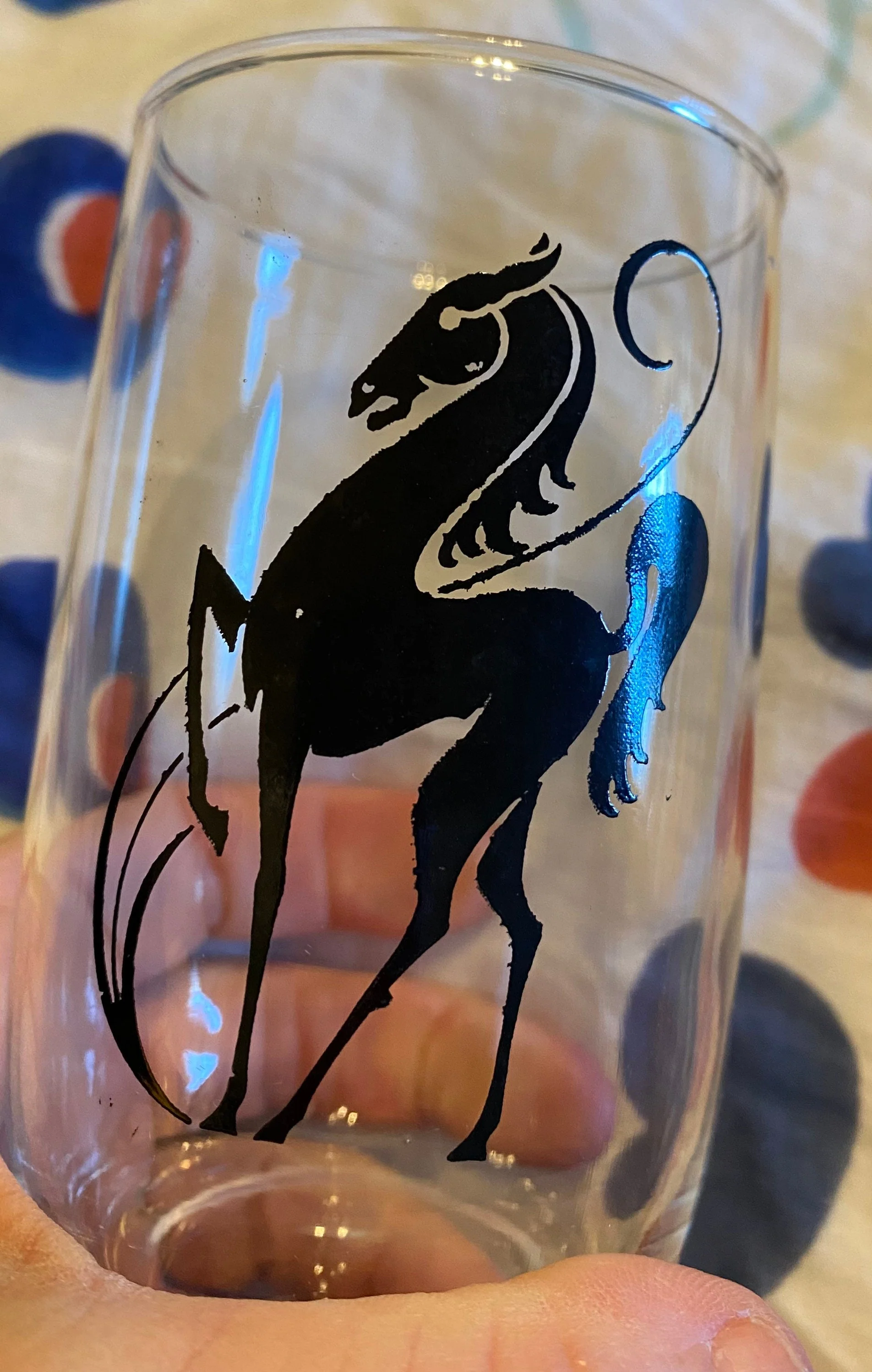 Vintage Mcm 50s Black Horse Stallion Tumblers Water Glasses Retro Bar Ware - Image 2