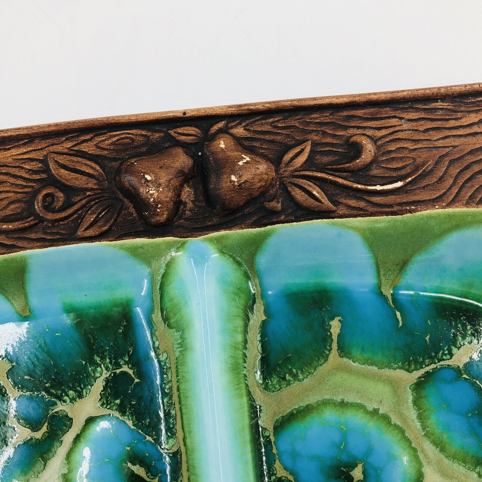 Vintage Mcm Divided Serving Plate Tray Turquoise Blue Green Gold by Treasure Craft - Image 6