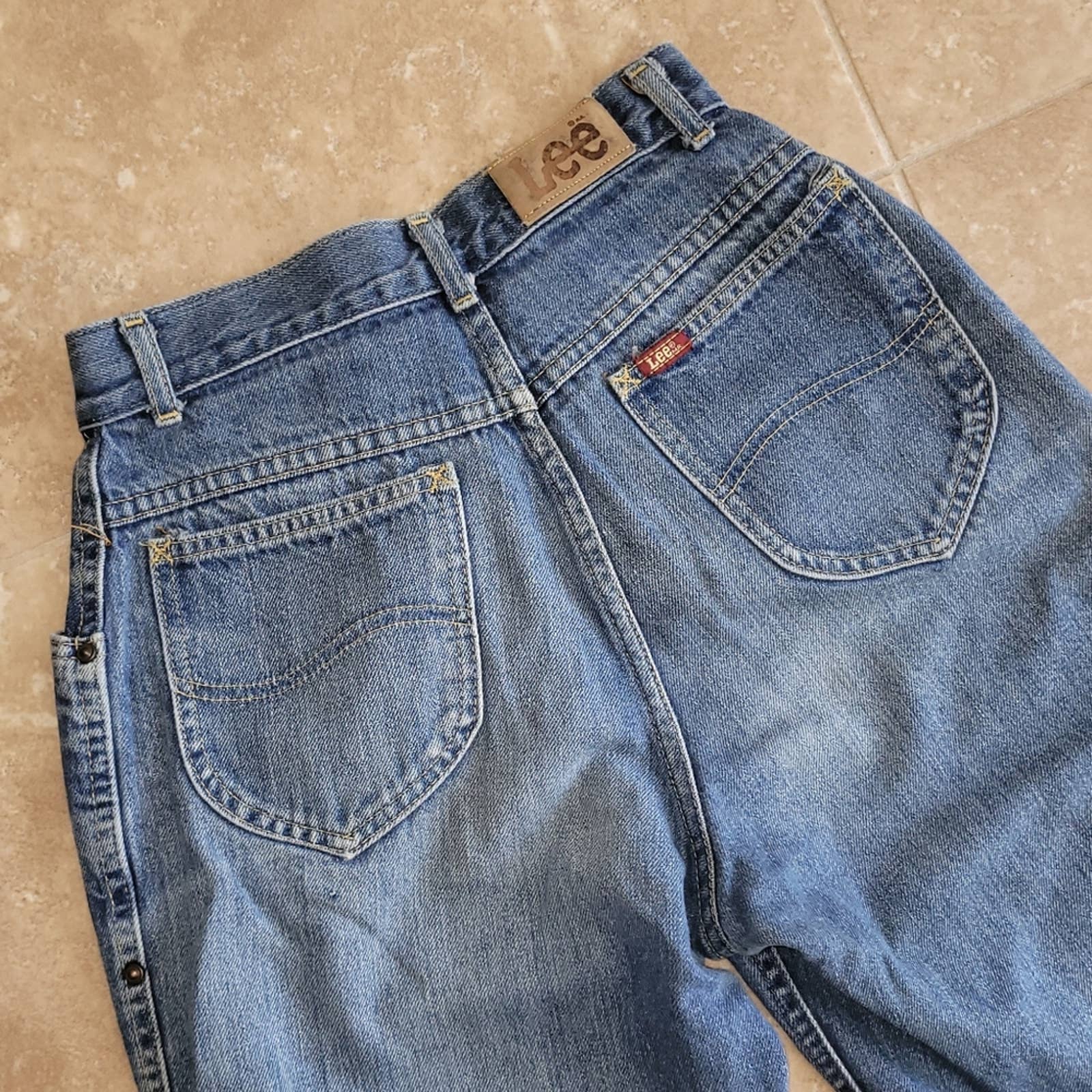 Vintage Medium Blue Wash High Waist Denim Jeans - Xxs by Lee - Image 7