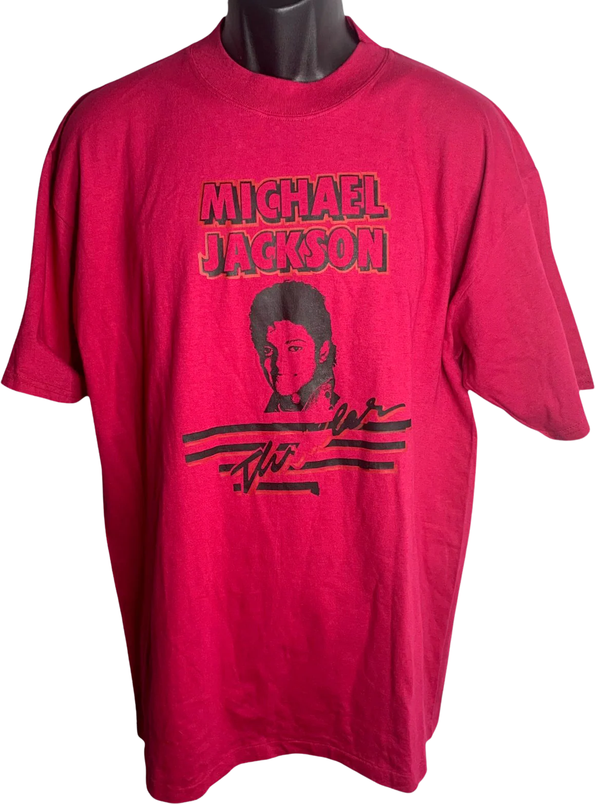 Vintage Mens 90s Michael Jackson Family Values Thriller T-Shirt L Fuchsia Pink by MGM Grand
