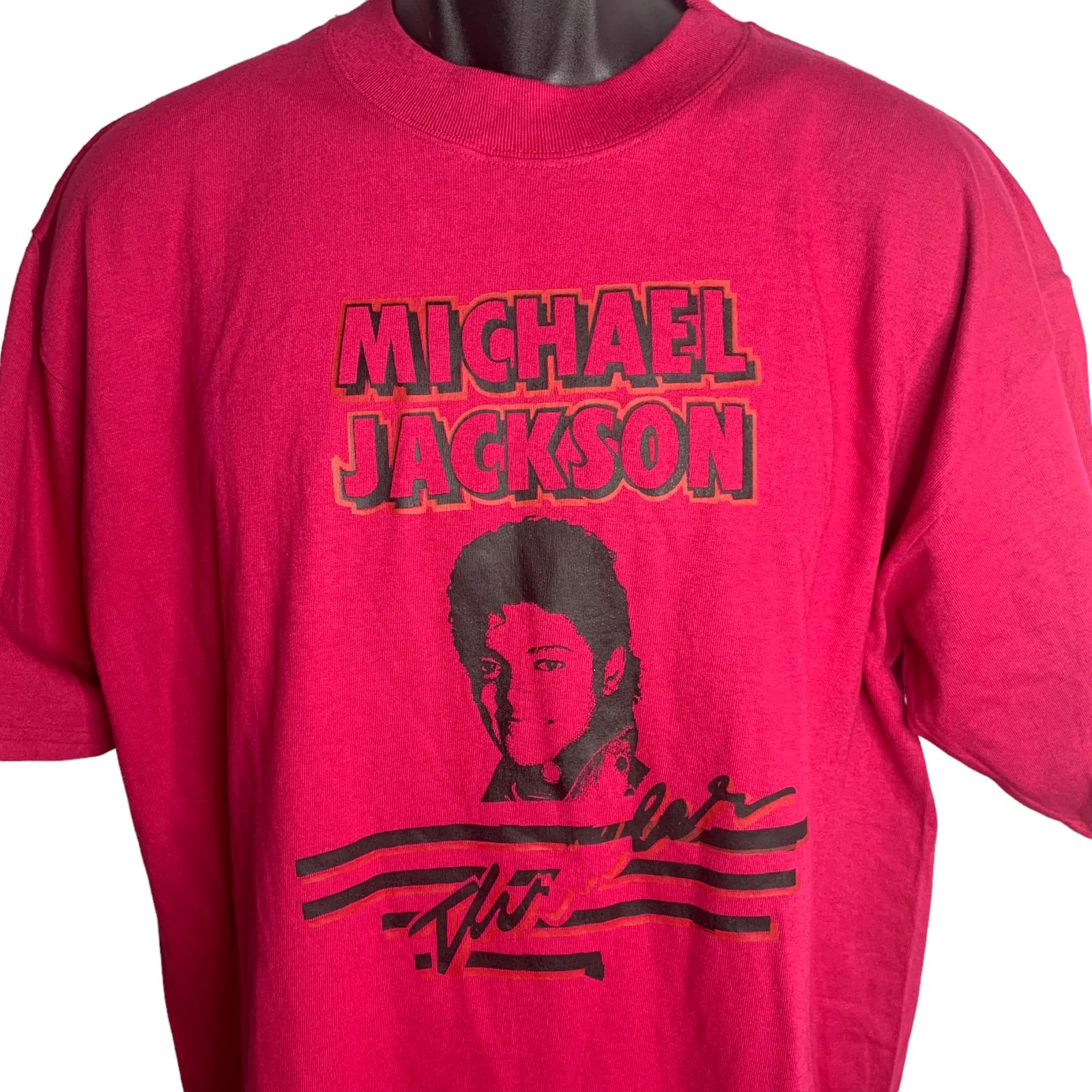 Vintage Mens 90s Michael Jackson Family Values Thriller T-Shirt L Fuchsia Pink by MGM Grand - Image 3