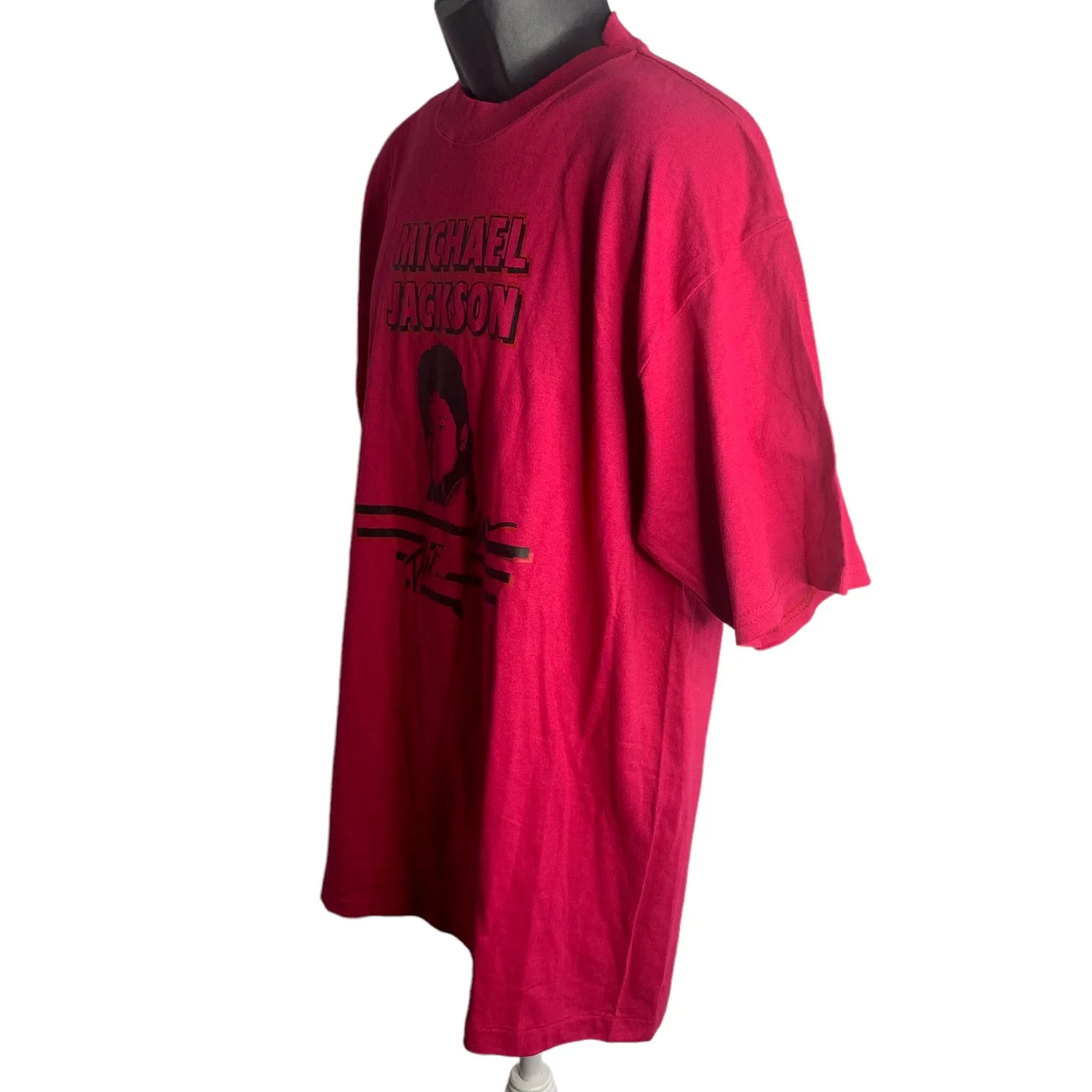 Vintage Mens 90s Michael Jackson Family Values Thriller T-Shirt L Fuchsia Pink by MGM Grand - Image 5