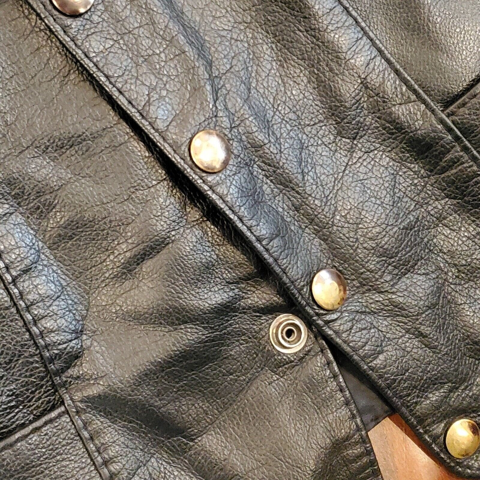 Vintage Mens Black Leather Biker Western Vest Snap Closure Lined 42 M/l Usa Made by Western Express - Image 6