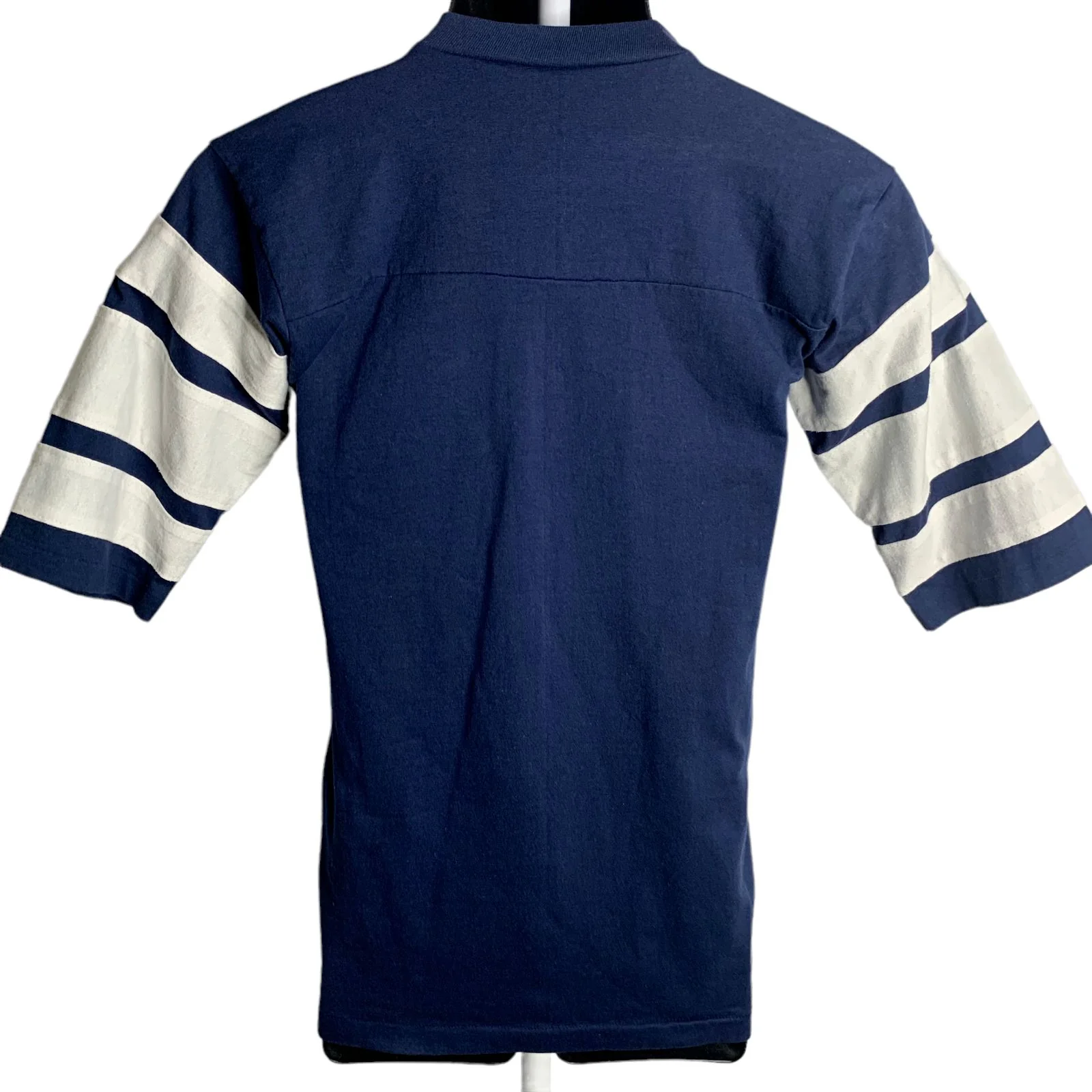 Vintage Mens Ny Giants Jersey T-Shirt S Blue Single Stitch Nfl Football V-Neck by Trench - Image 2