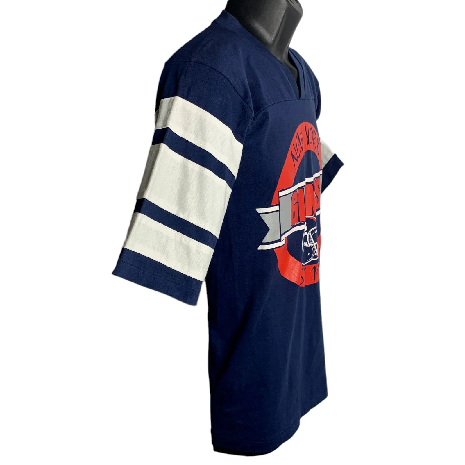 Vintage Mens Ny Giants Jersey T-Shirt S Blue Single Stitch Nfl Football V-Neck by Trench - Image 6