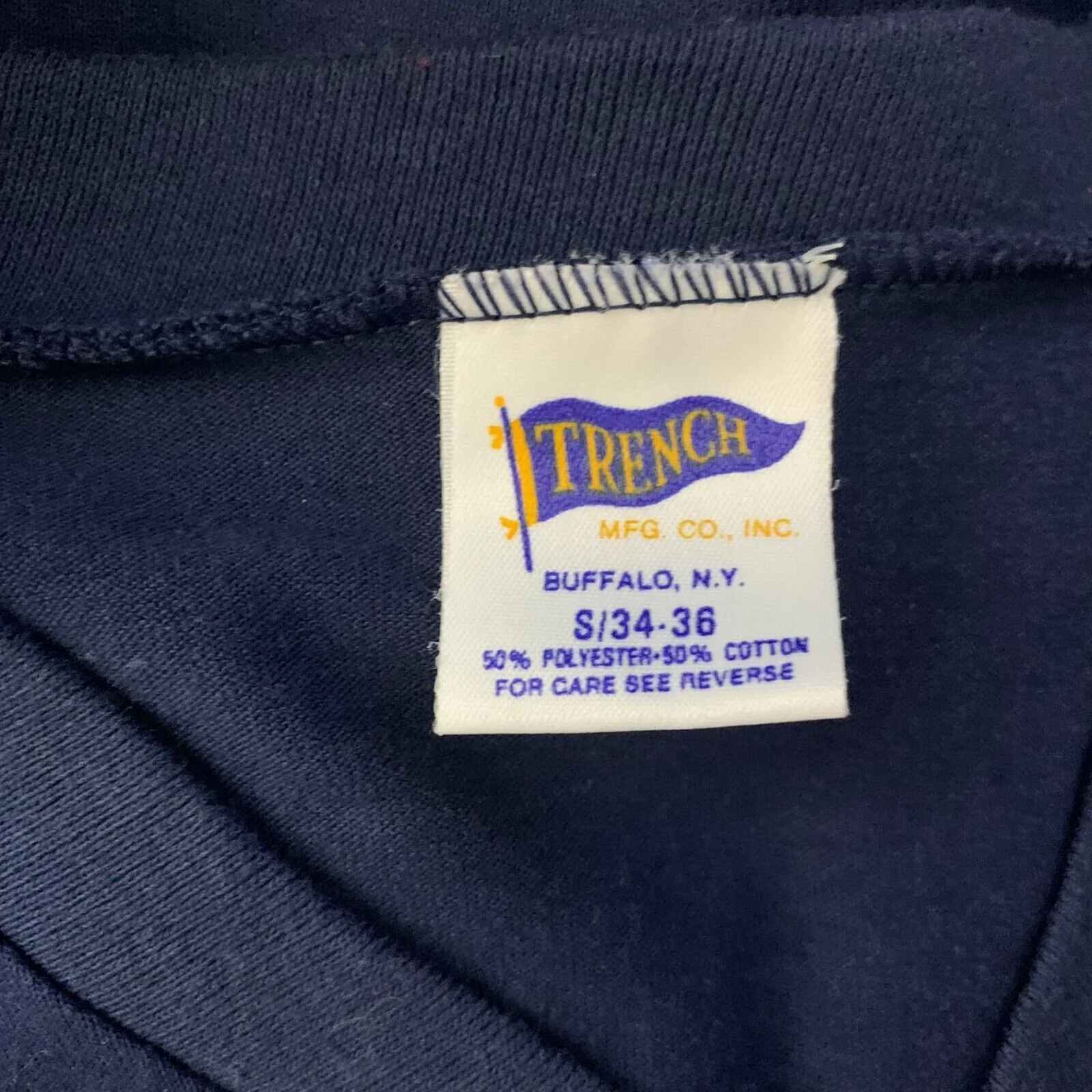 Vintage Mens Ny Giants Jersey T-Shirt S Blue Single Stitch Nfl Football V-Neck by Trench - Image 7