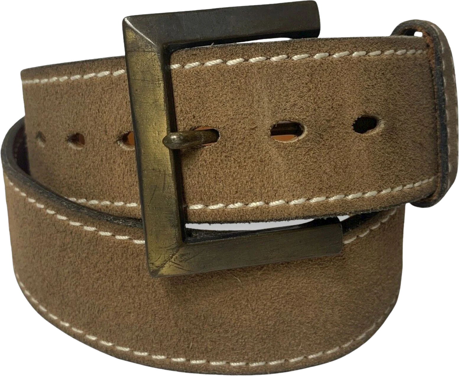 70s/80s Tan Brown Leather Casual Dress Belt By Montgomery Ward