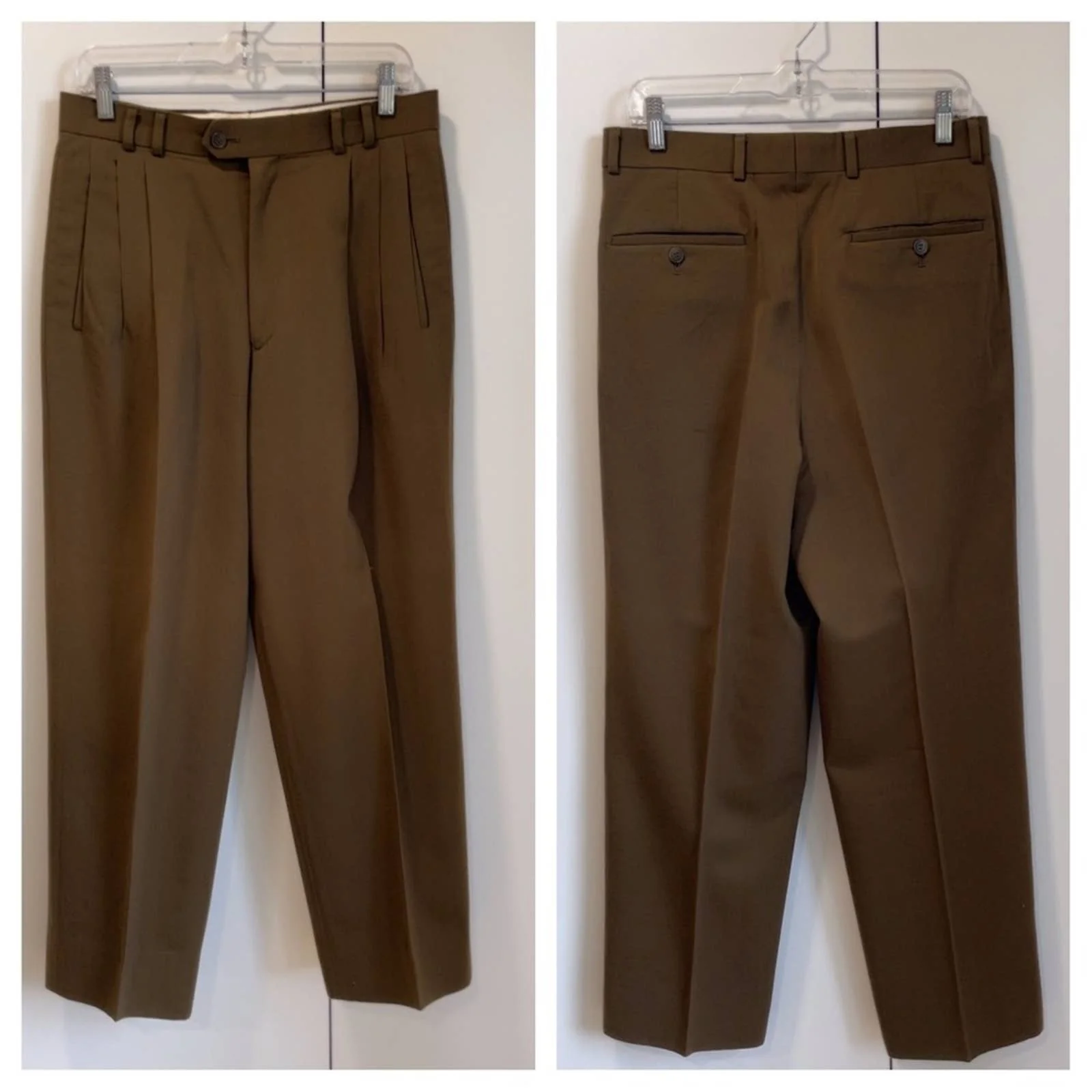 Vintage Menswear Wool Dark Olive Dress Pants Size 31 Waist Fall Looks Trousers by Louis Raphel - Image 2