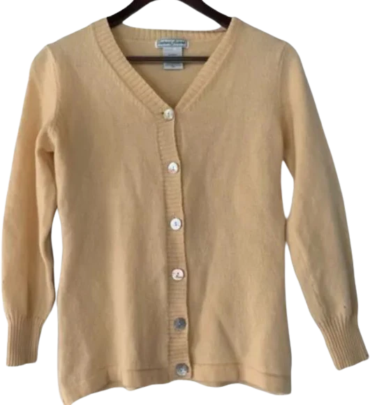 Vintage Merino Wool Cardigan Medium Buttery Ivory by Stephanie Andrews