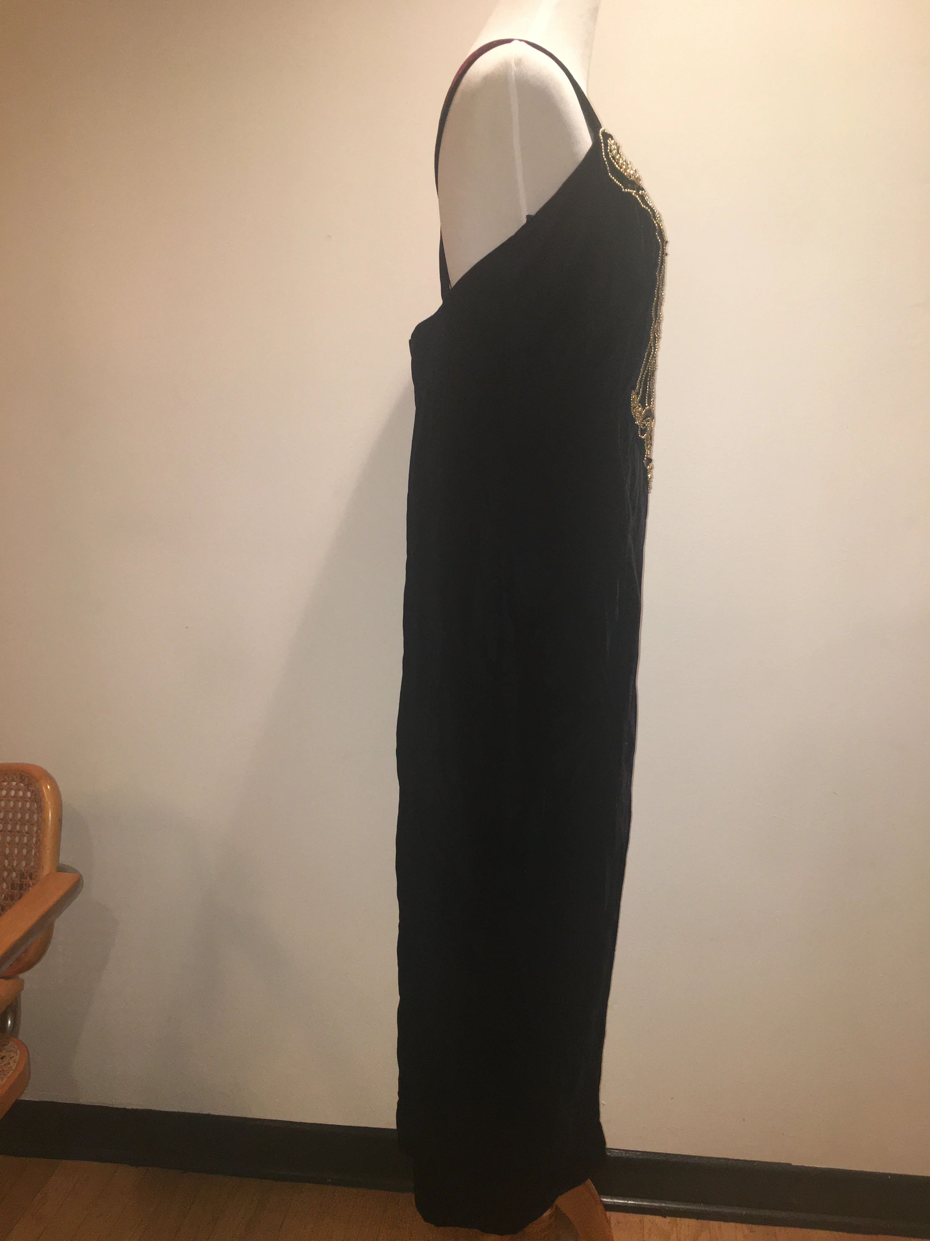 Vintage Merlot Velvet Dress With Embellishment By Jessica Mcclintock Gunn Sax Dress - Size 8 - Image 9
