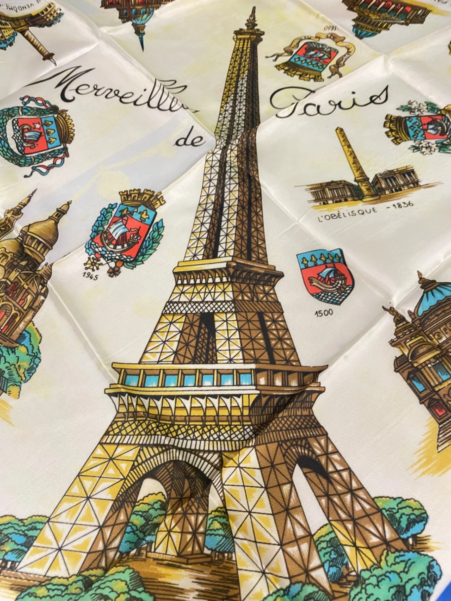 Vintage Merveilles of Paris Scarf Eiffel Tower Paris Landmarks - Image 10
