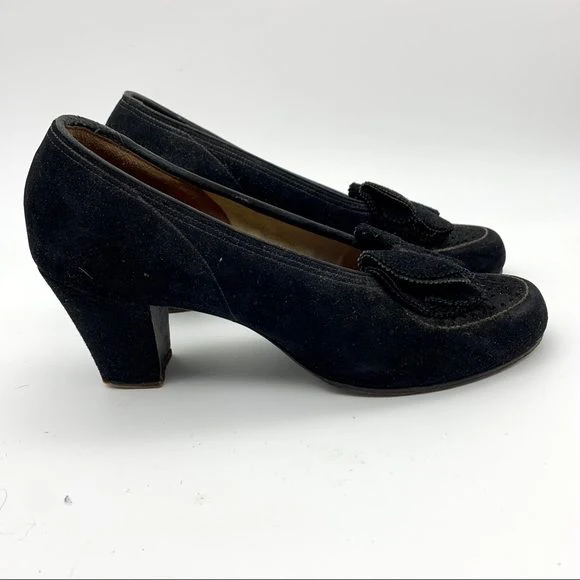 Vintage Mid Century Laird Shober Suede Pumps Bow - Image 5