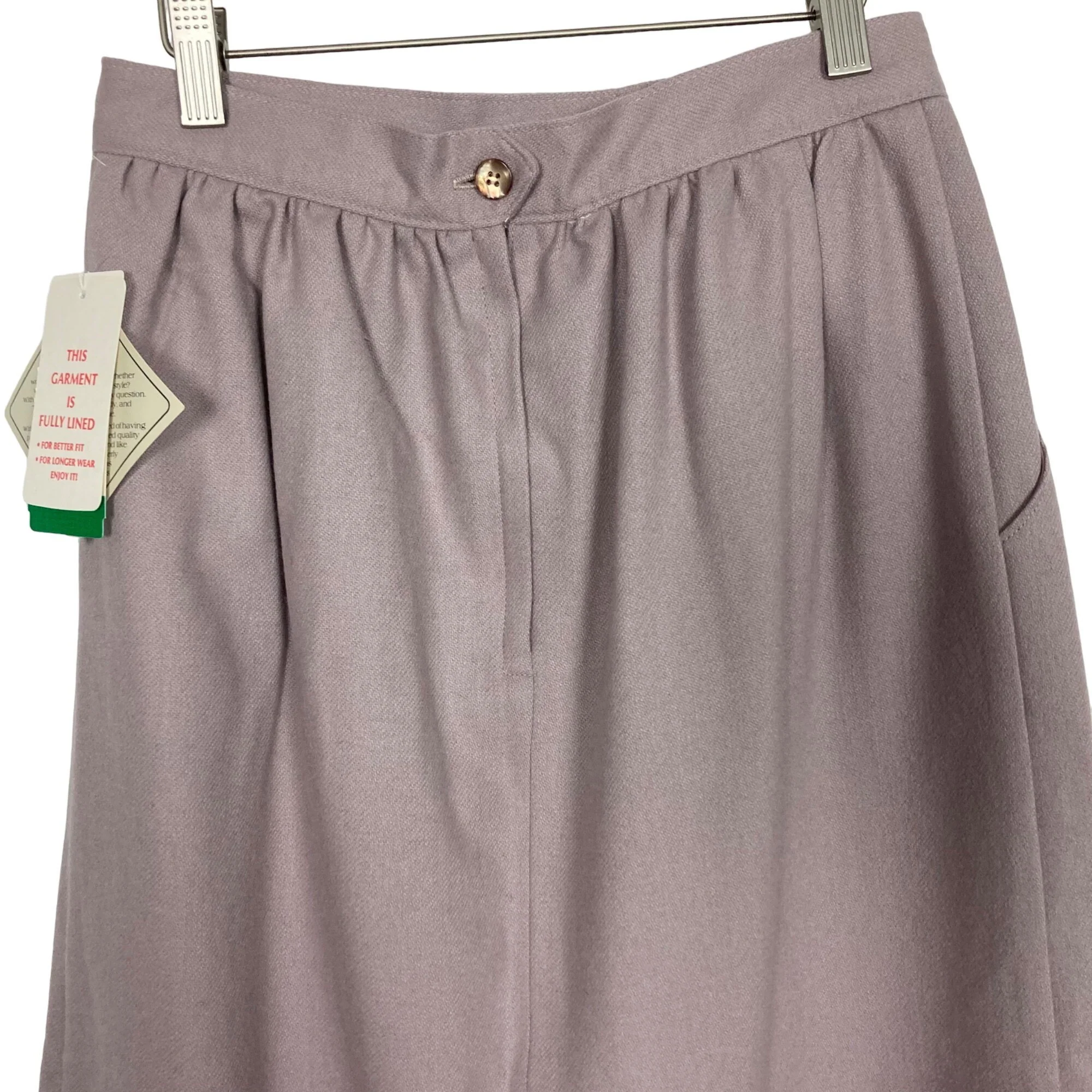 Vintage Midi Skirt Womens 10 Mauve Wool Lined 28" Waist New by Forstmann - Image 5