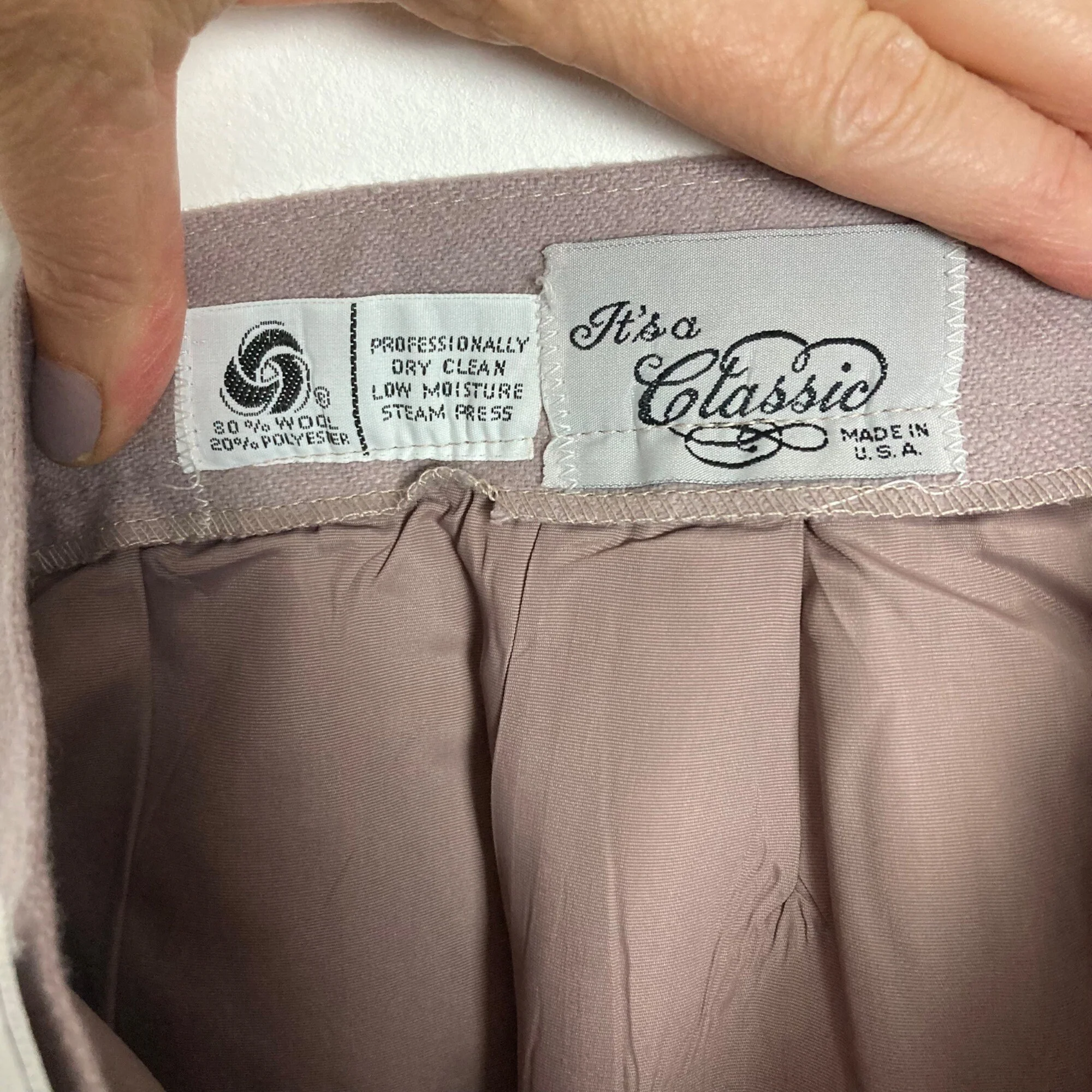 Vintage Midi Skirt Womens 10 Mauve Wool Lined 28" Waist New by Forstmann - Image 8