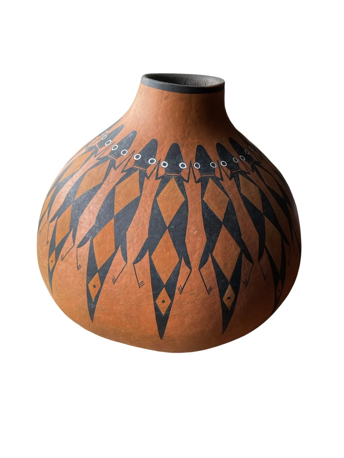 Vintage Mimbres Design Painted Gourd Southwestern Art Albuquerque Nm Pueblos by Robert Rivera - Image 9