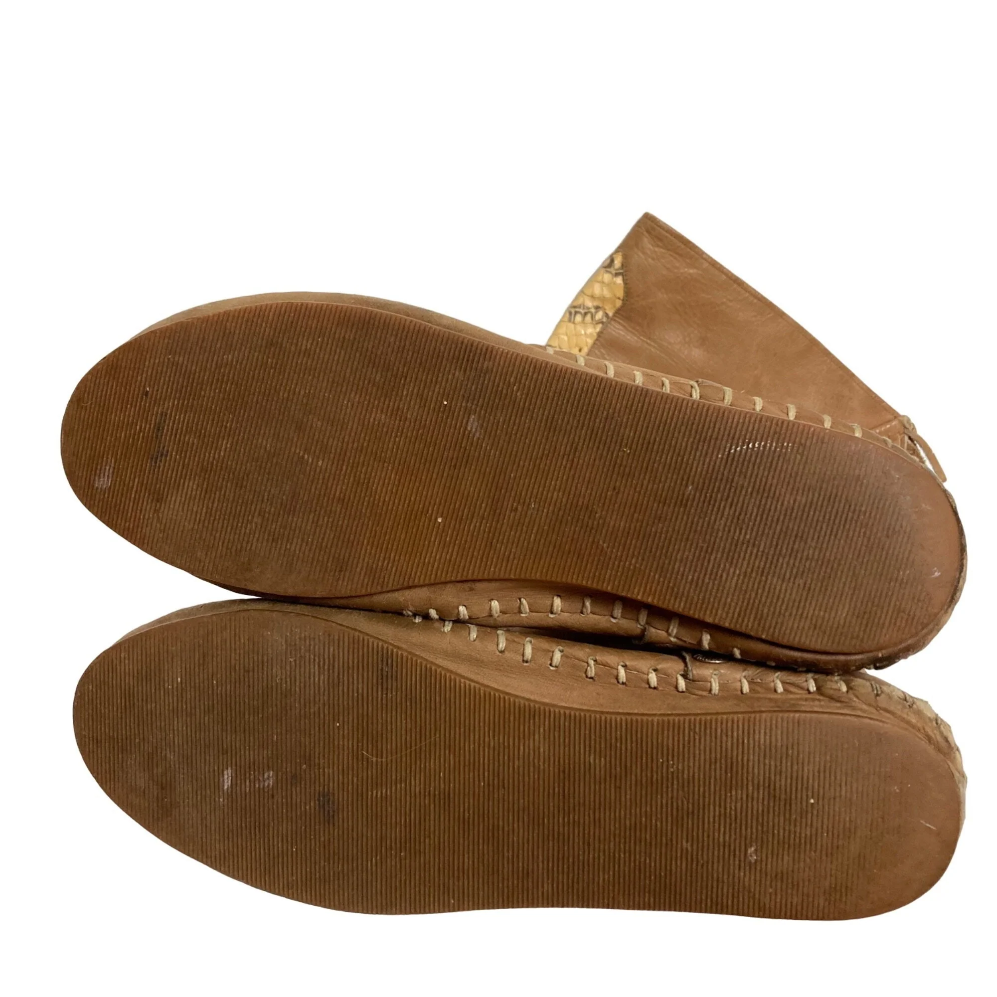Vintage Moccasin Boots Womens 9 9. 5 Leather Snakeskin Festival by Fabius - Image 8