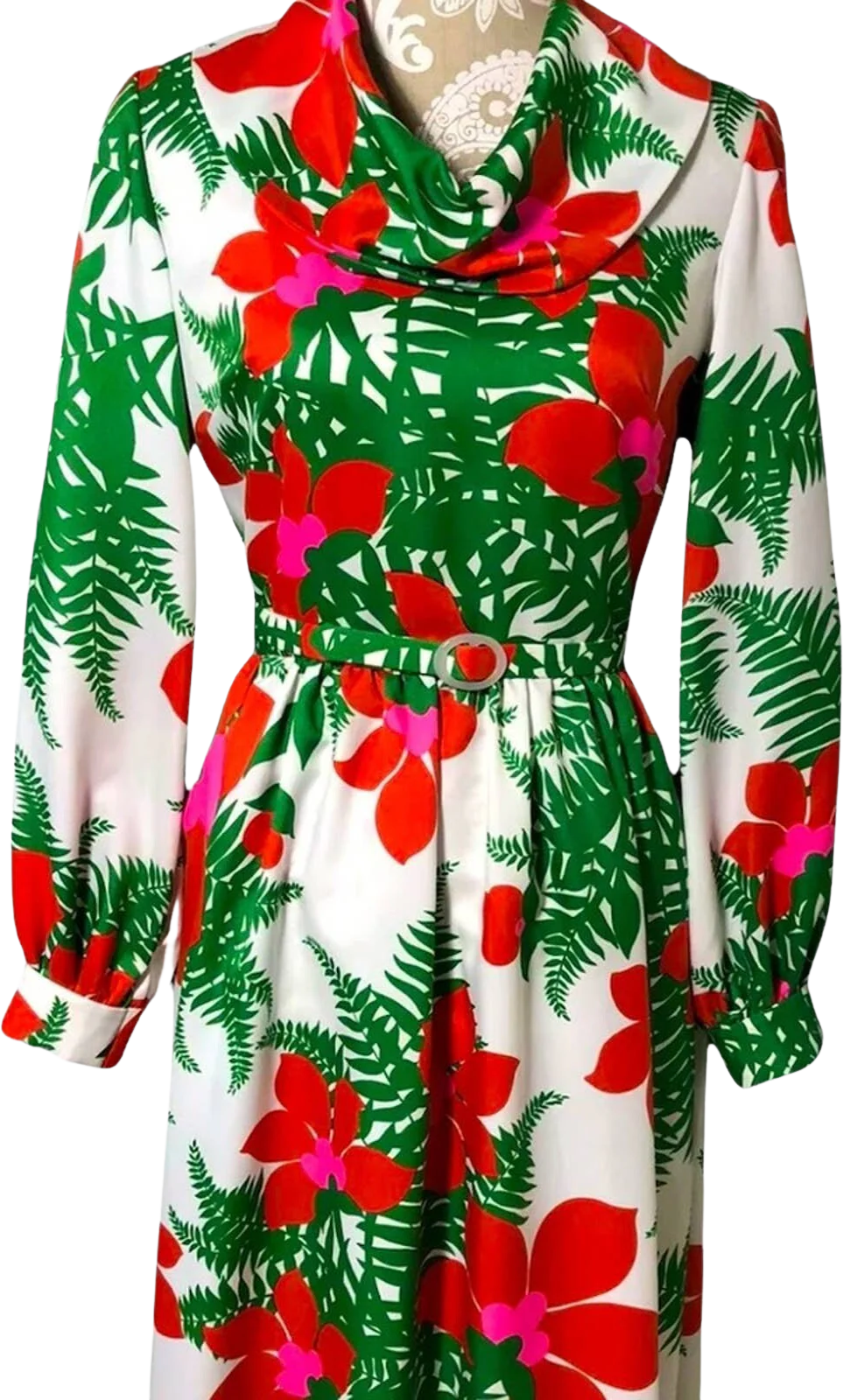 Vintage Mod Dress Tropical 60s Handmade Floral Dress Party Cocktail Sm Med