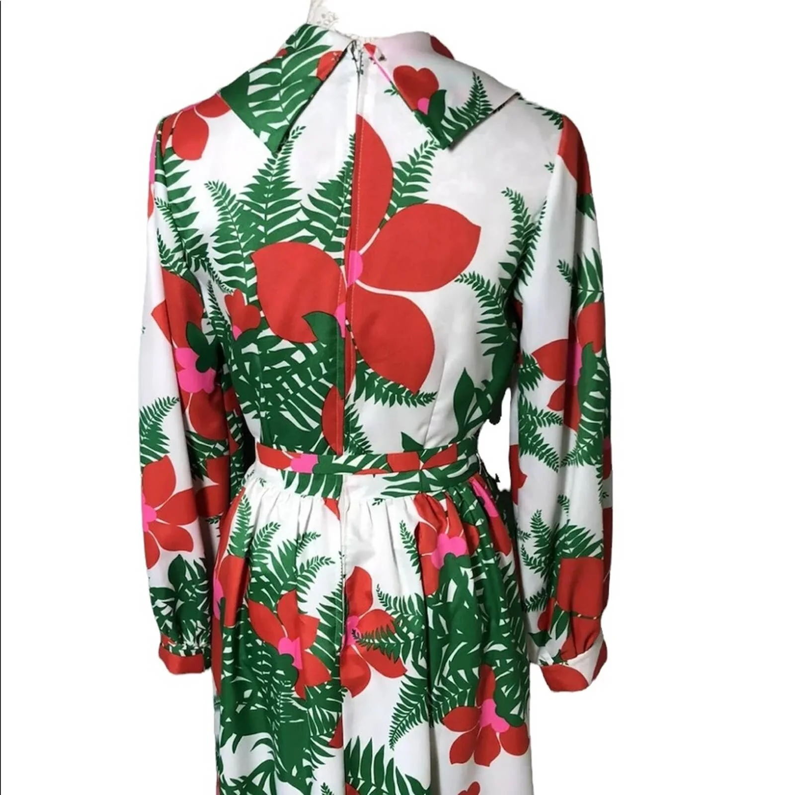 Vintage Mod Dress Tropical 60s Handmade Floral Dress Party Cocktail Sm Med - Image 2