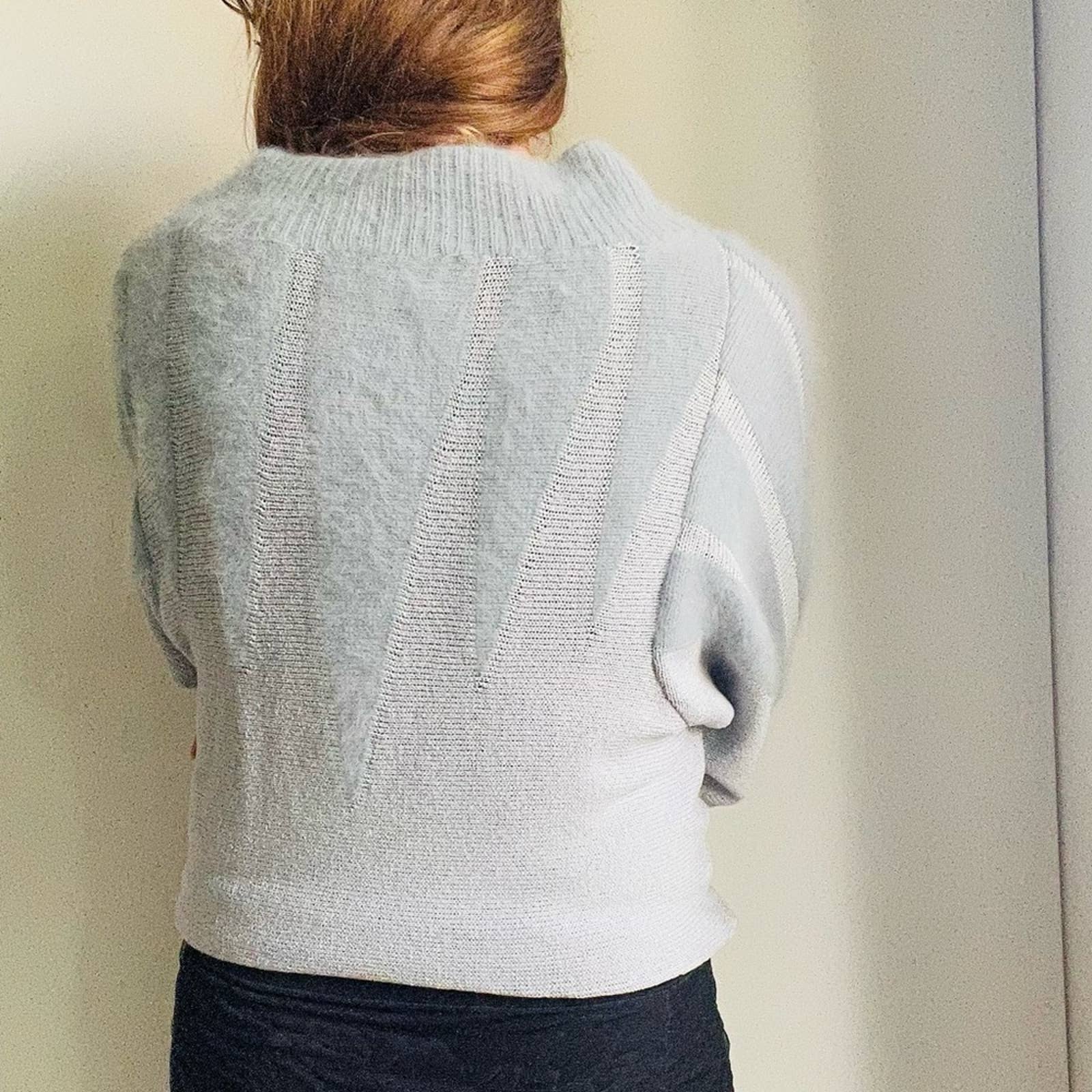 Vintage Mohair Sweater Party Formal Holiday Medium Blue Gray by Oscar de la Renta - Image 9