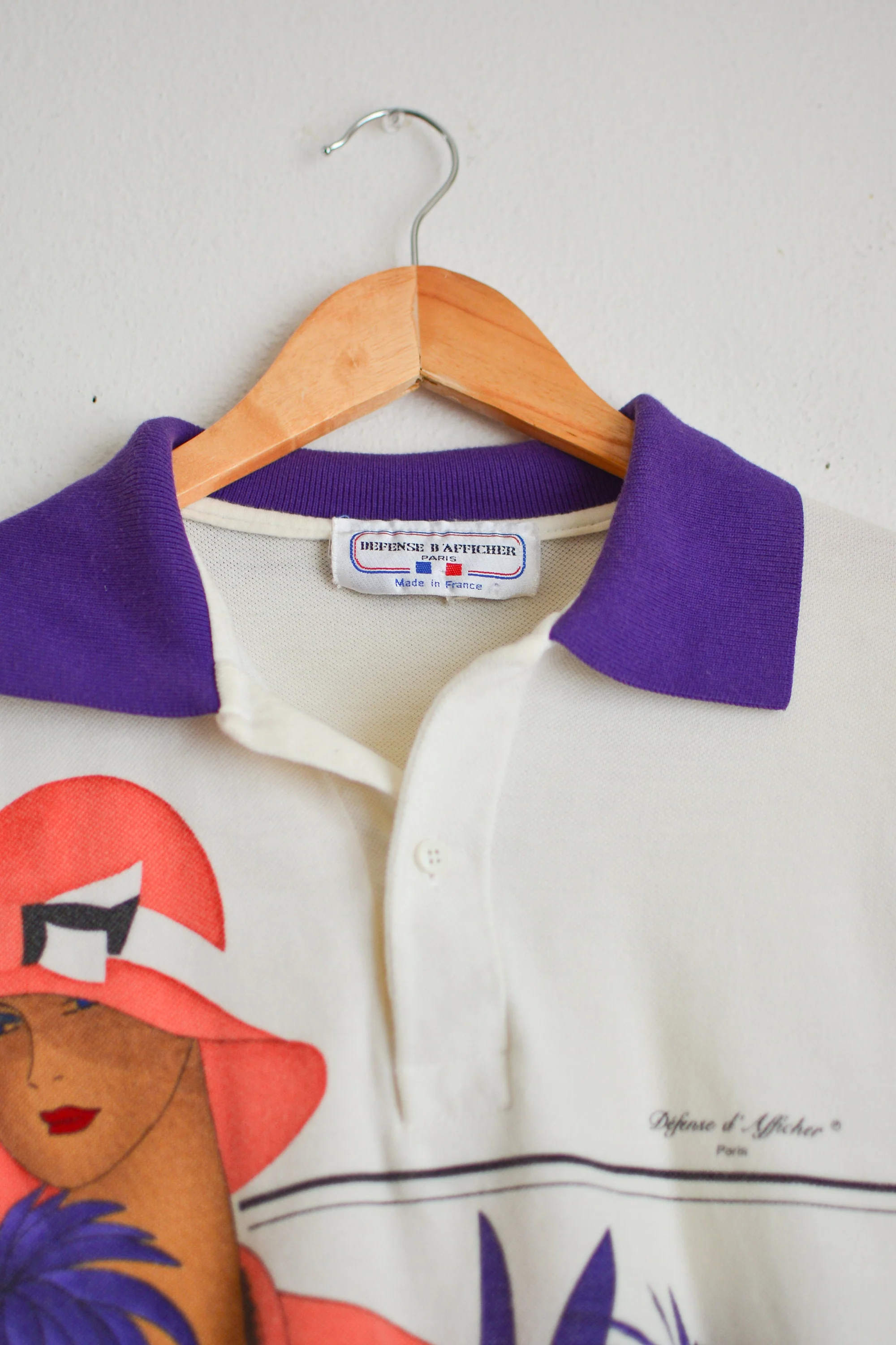 Vintage Monogram Shirt French Street Style Collar Purple Island Summer Top by Defense B'afficher - Image 4