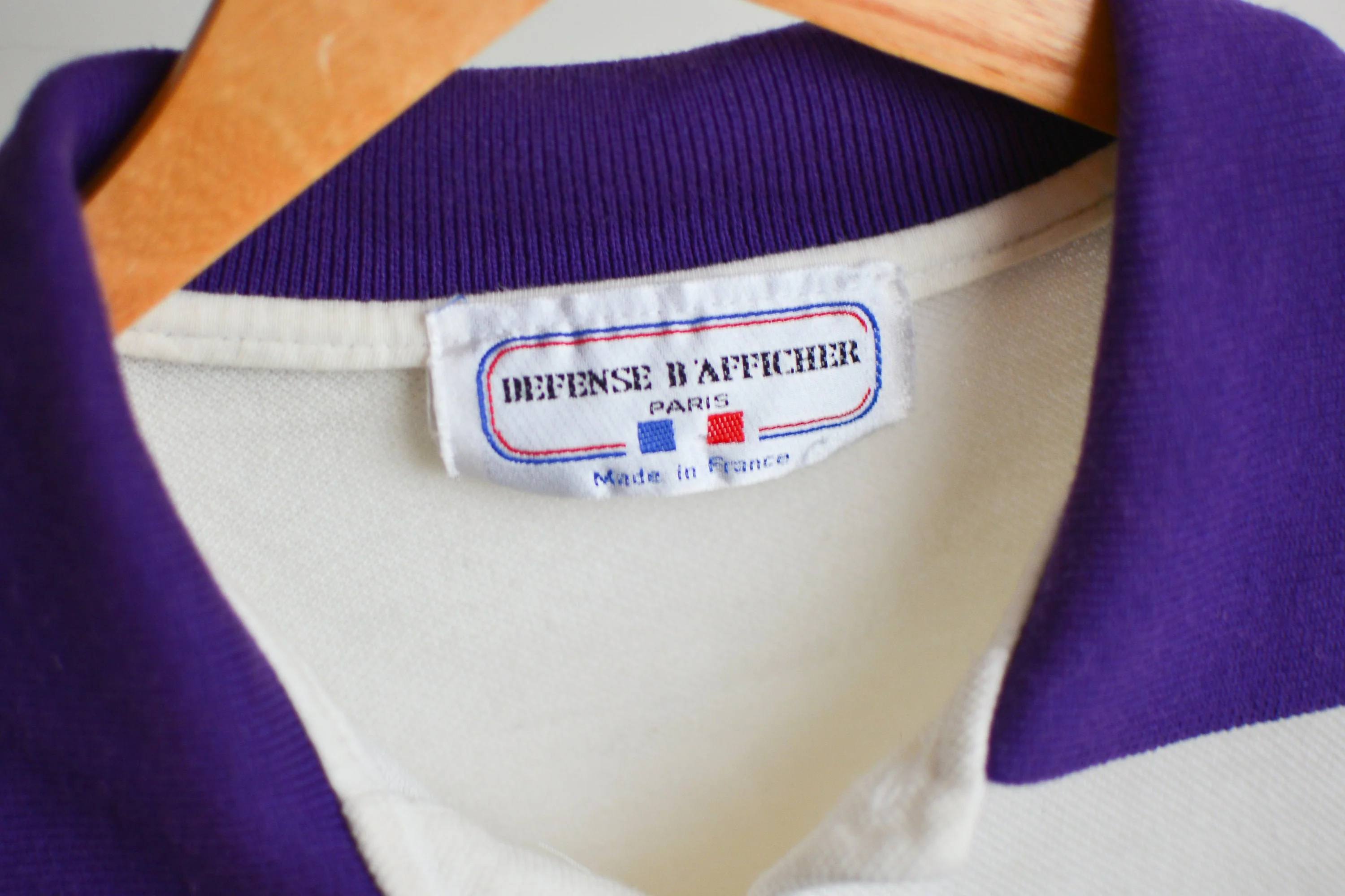 Vintage Monogram Shirt French Street Style Collar Purple Island Summer Top by Defense B'afficher - Image 5