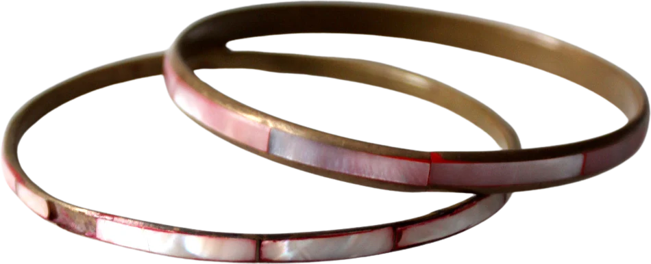 Vintage Mother Of Pearl Pink Bangles Pair