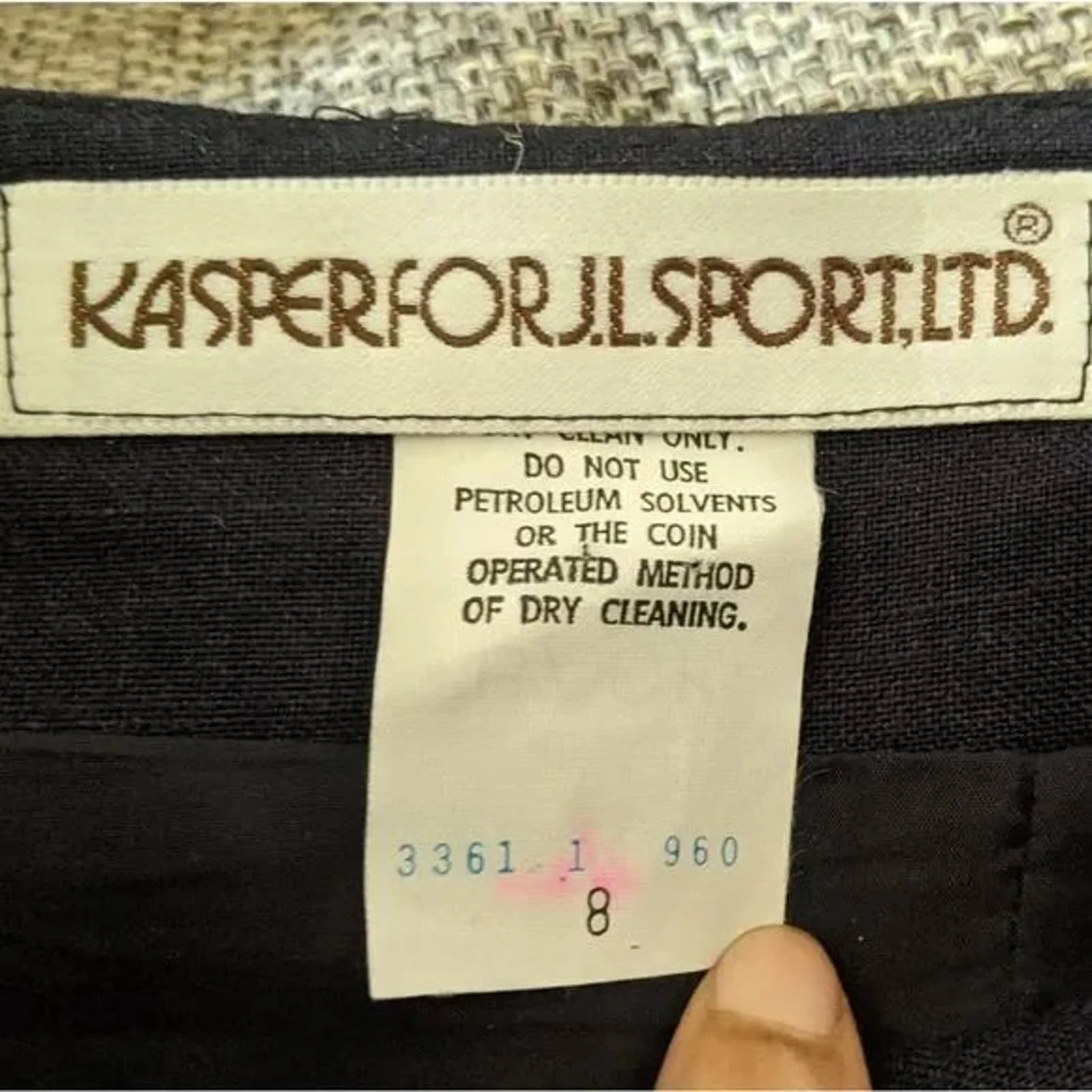 Vintage Navy Blue A-Line Skirt with Front Button Panel by Kasper - Image 5
