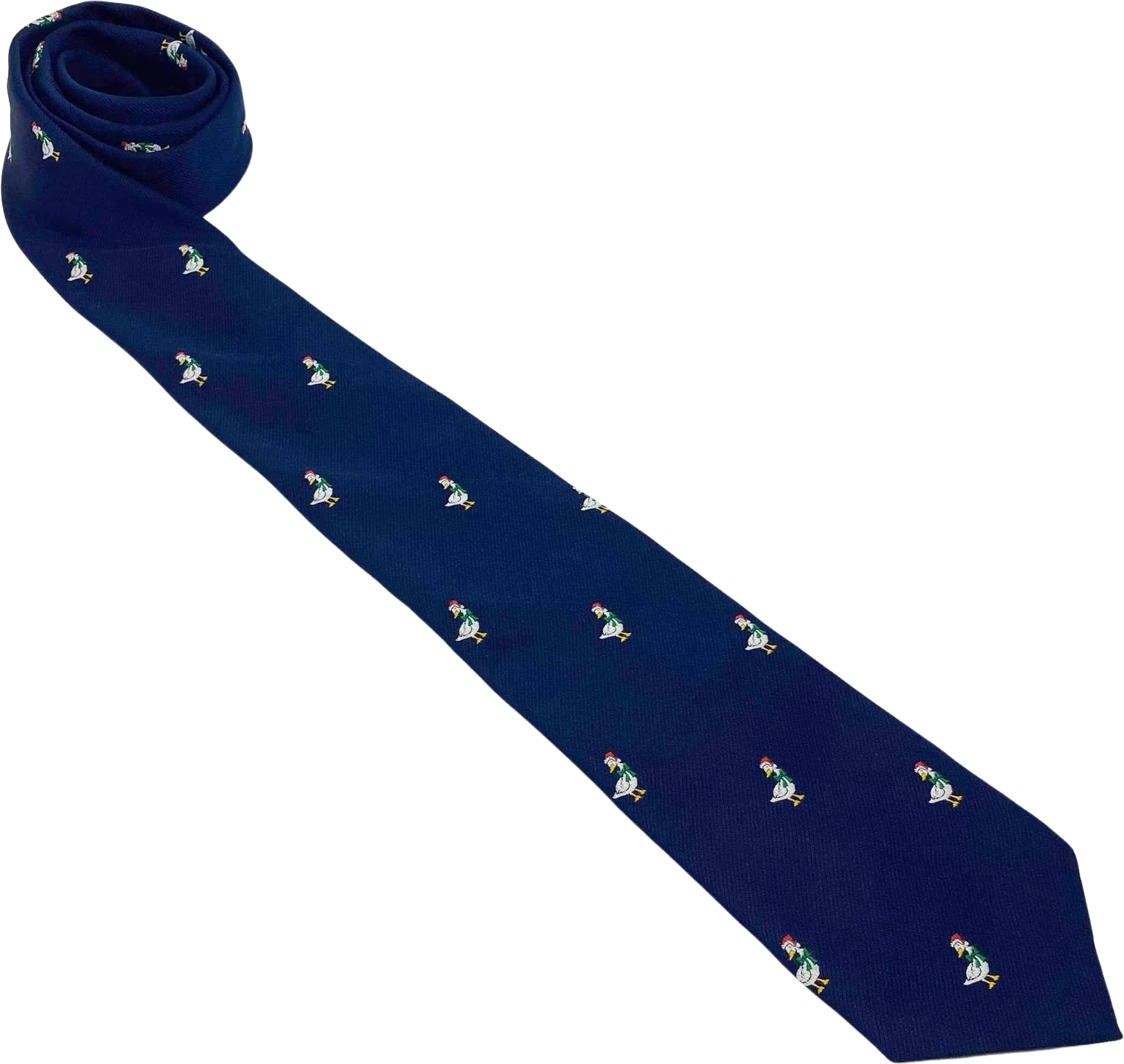 Vintage Navy Blue Christmas Duck Novelty Tie by Alynn