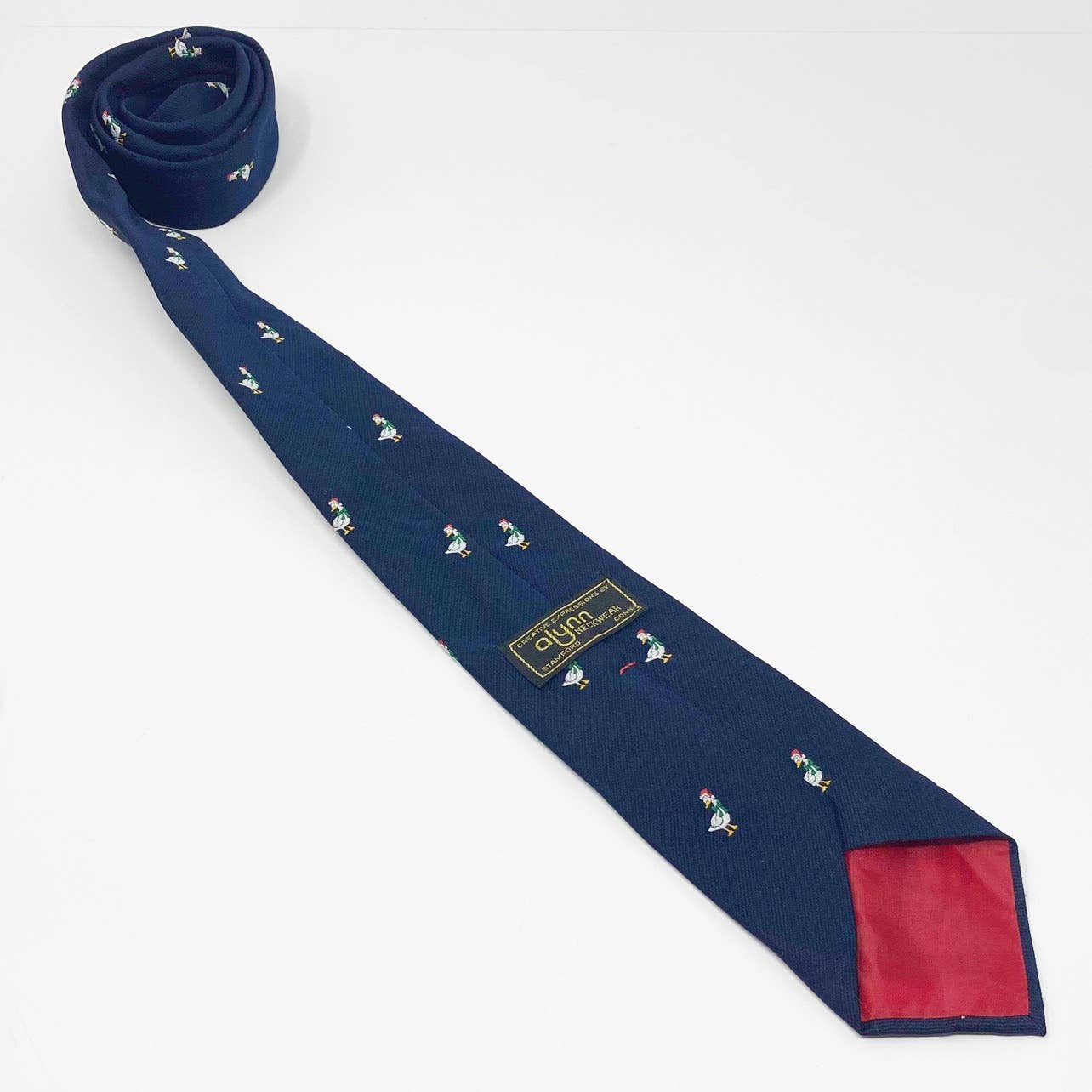 Vintage Navy Blue Christmas Duck Novelty Tie by Alynn - Image 4