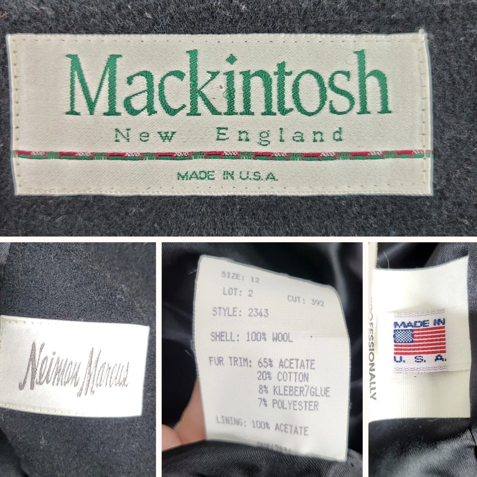 Vintage Neiman Marcus Size 12 Wool Coat Jacket Open Front Winter Professional Black by Neiman Marcus - Image 8