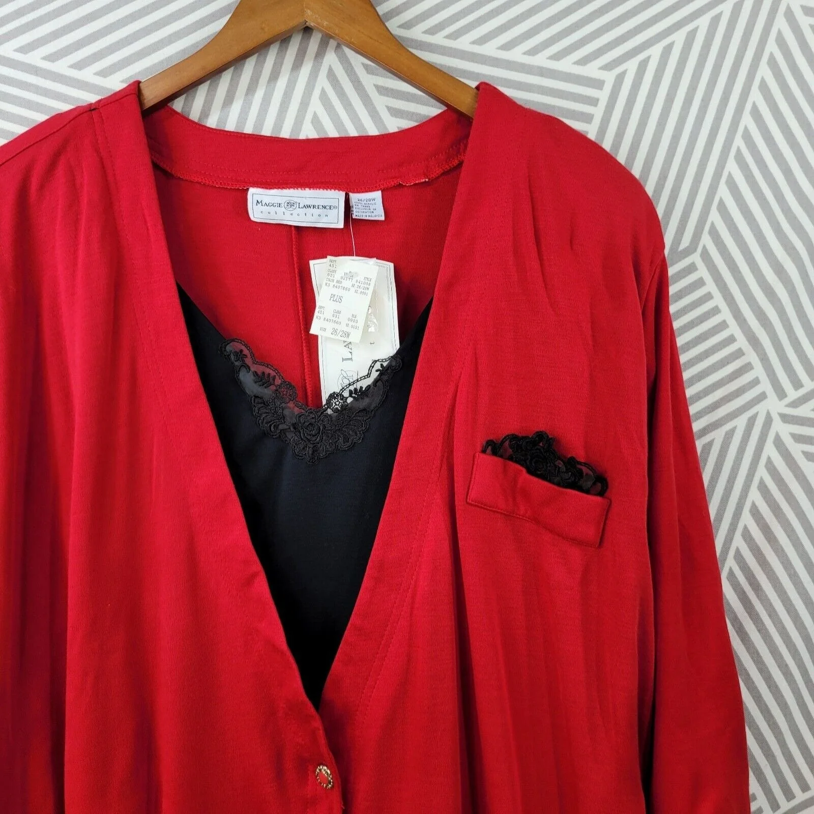 Vintage New Dress Plus Size 26/28w 4x Career Sheath Red Black - Image 2