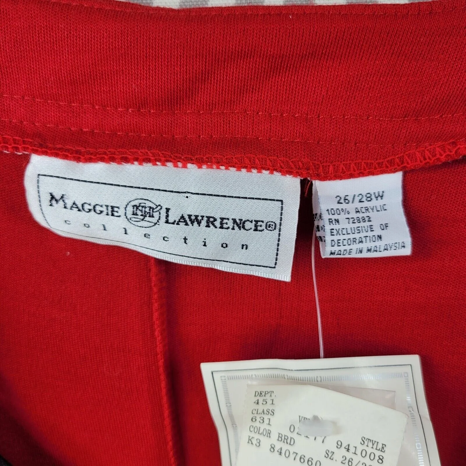 Vintage New Dress Plus Size 26/28w 4x Career Sheath Red Black - Image 9