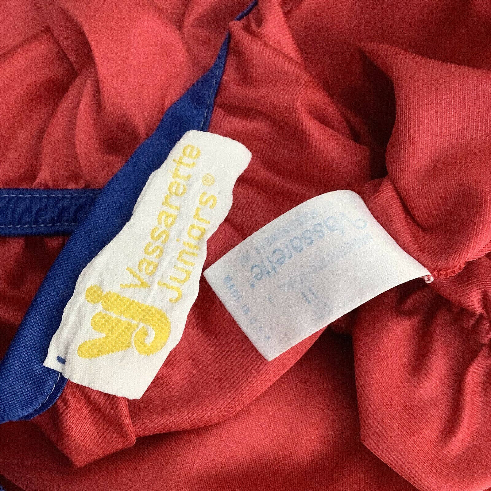 Vintage Nightgown 70s 80s Silky Nylon Xxs Red Blue Empire Waist Mini by Vassarette - Image 4