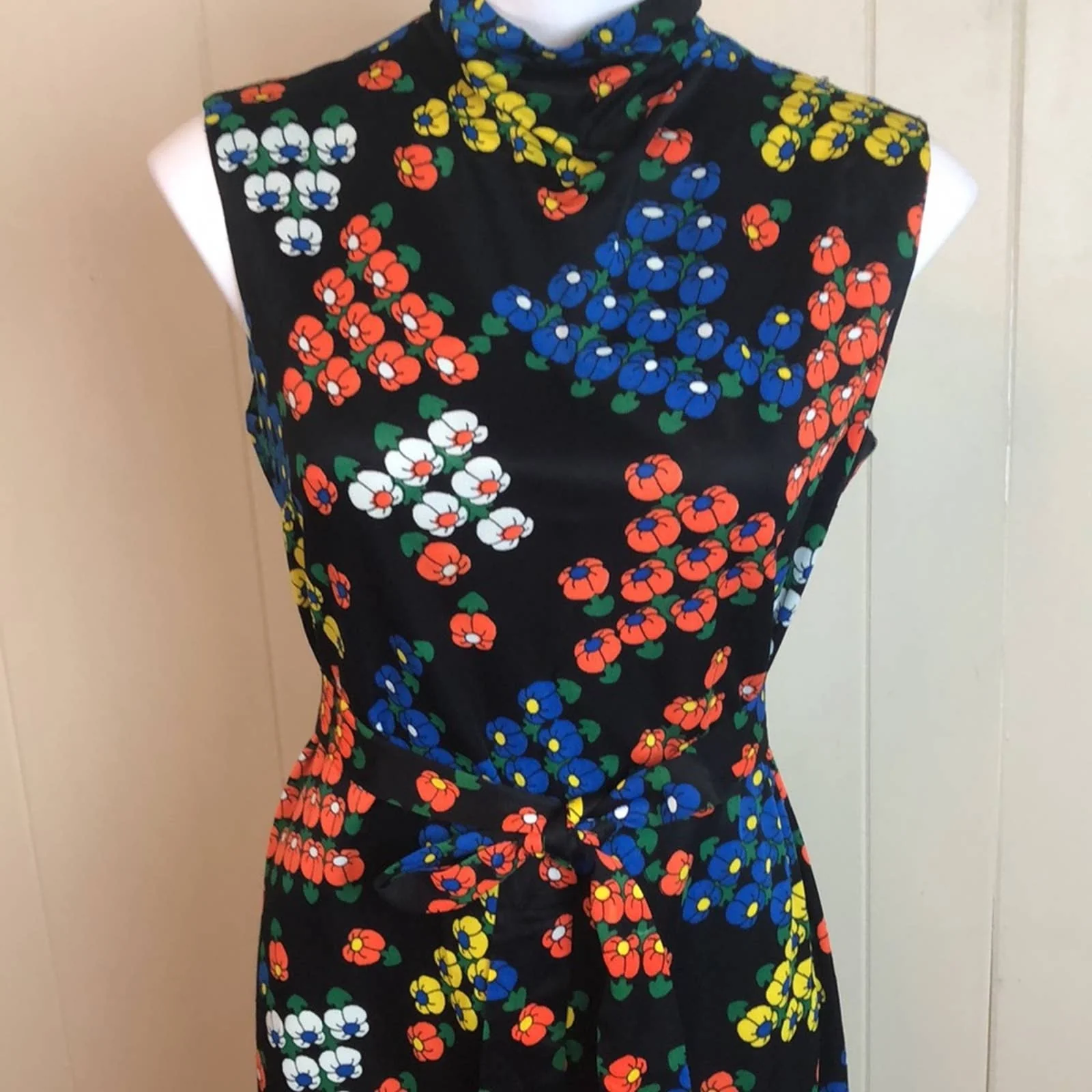 Vintage Novelty Floral Print High Neck Maxi Dress - Image 3