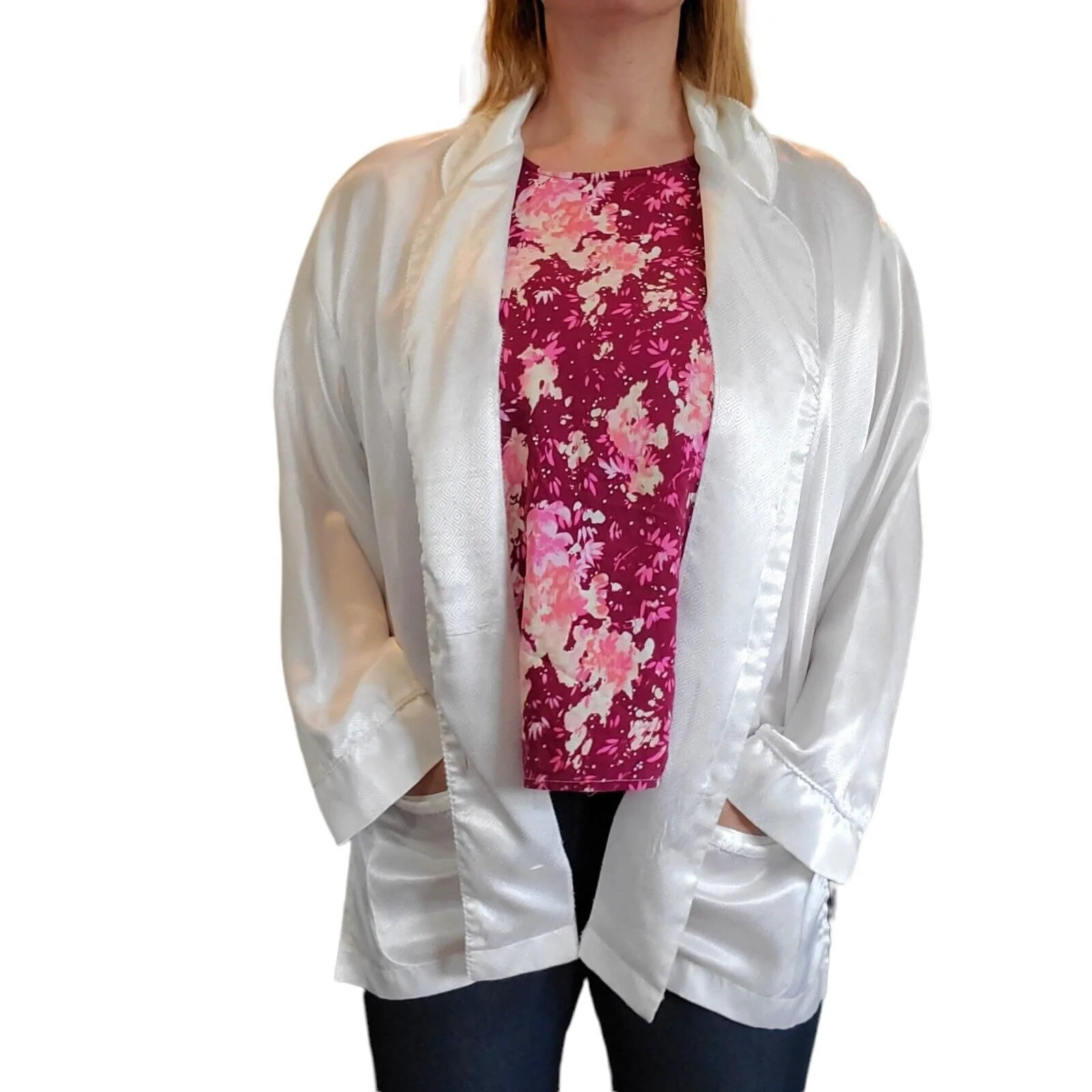 Vintage Off White Satin Blouse Button Up Longsleeve L/xl Flaw by Christian Dior - Image 4