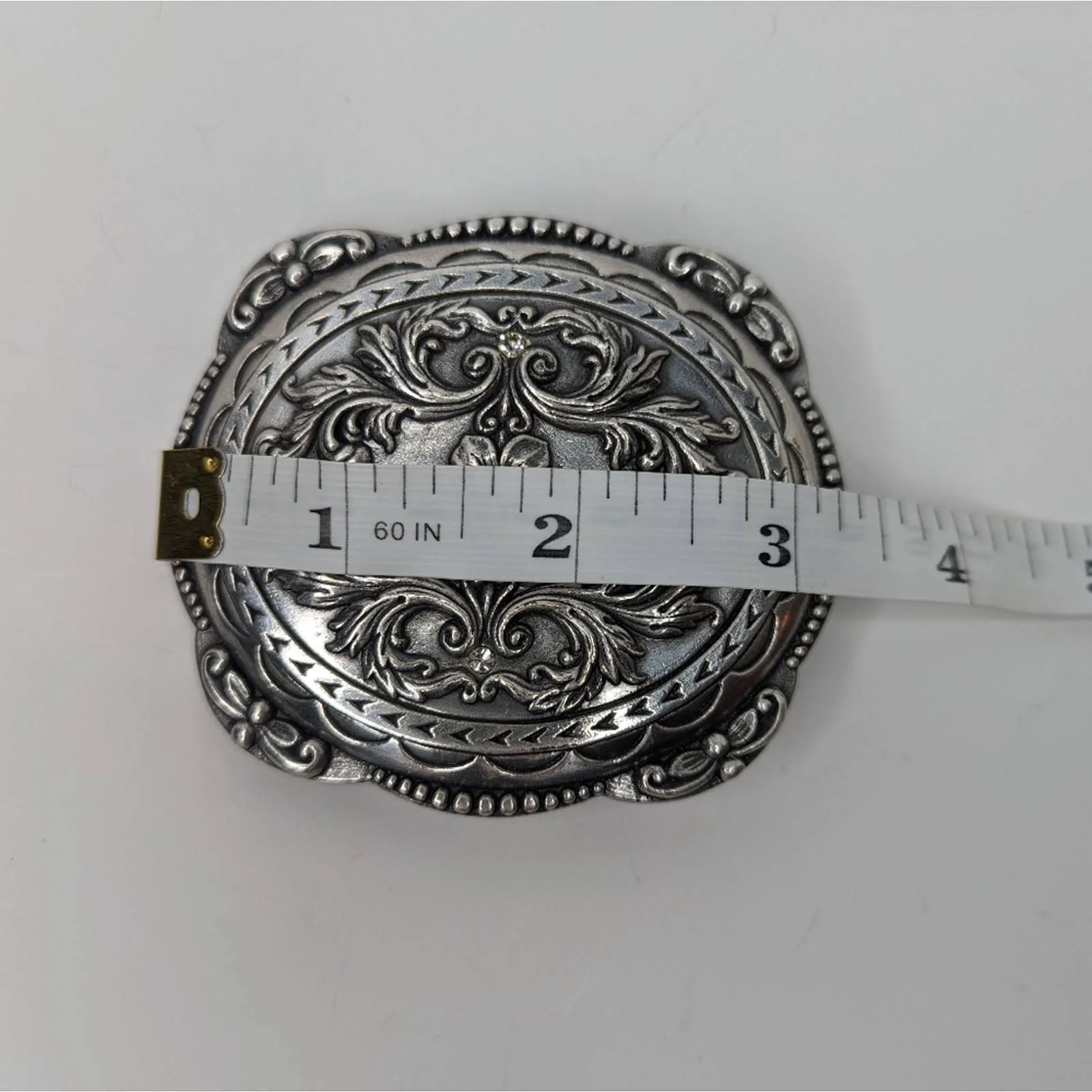 Vintage Old West Floral Silver Metal Belt Buckle - Image 6