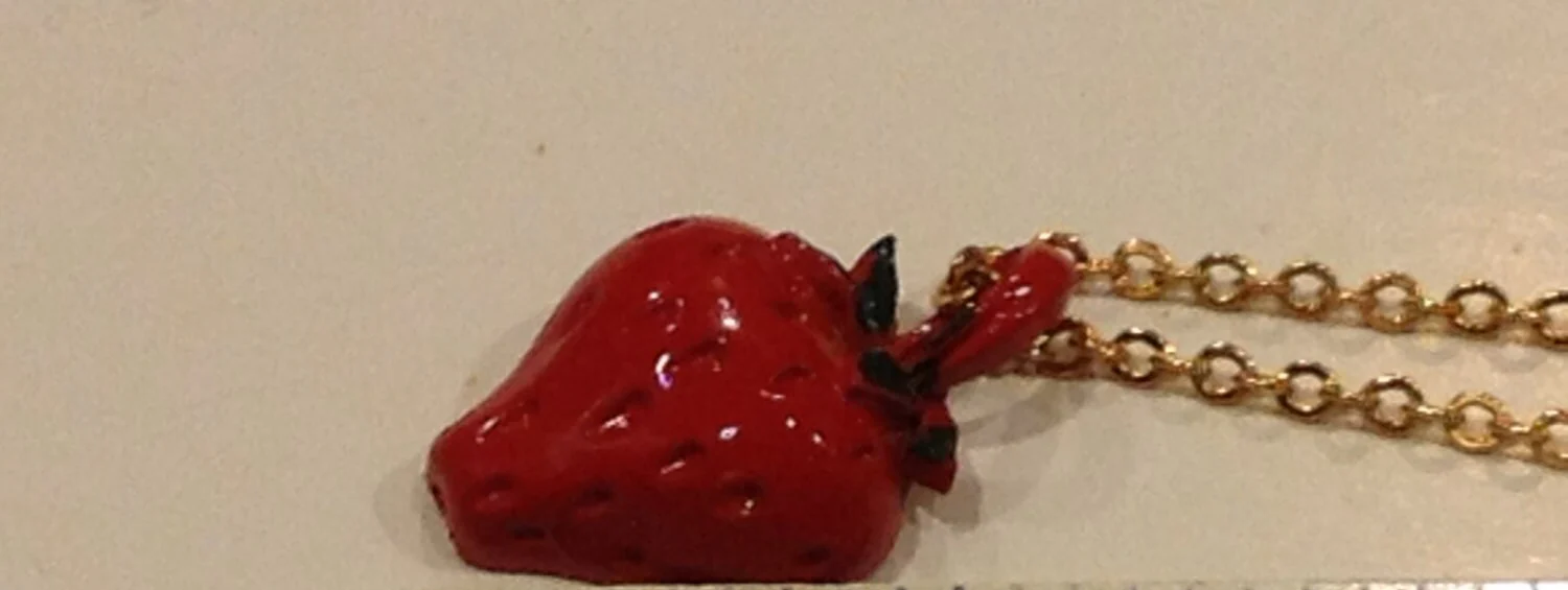Vintage Oldstock Funky Costume Strawberry Pendent Necklace - Image 2
