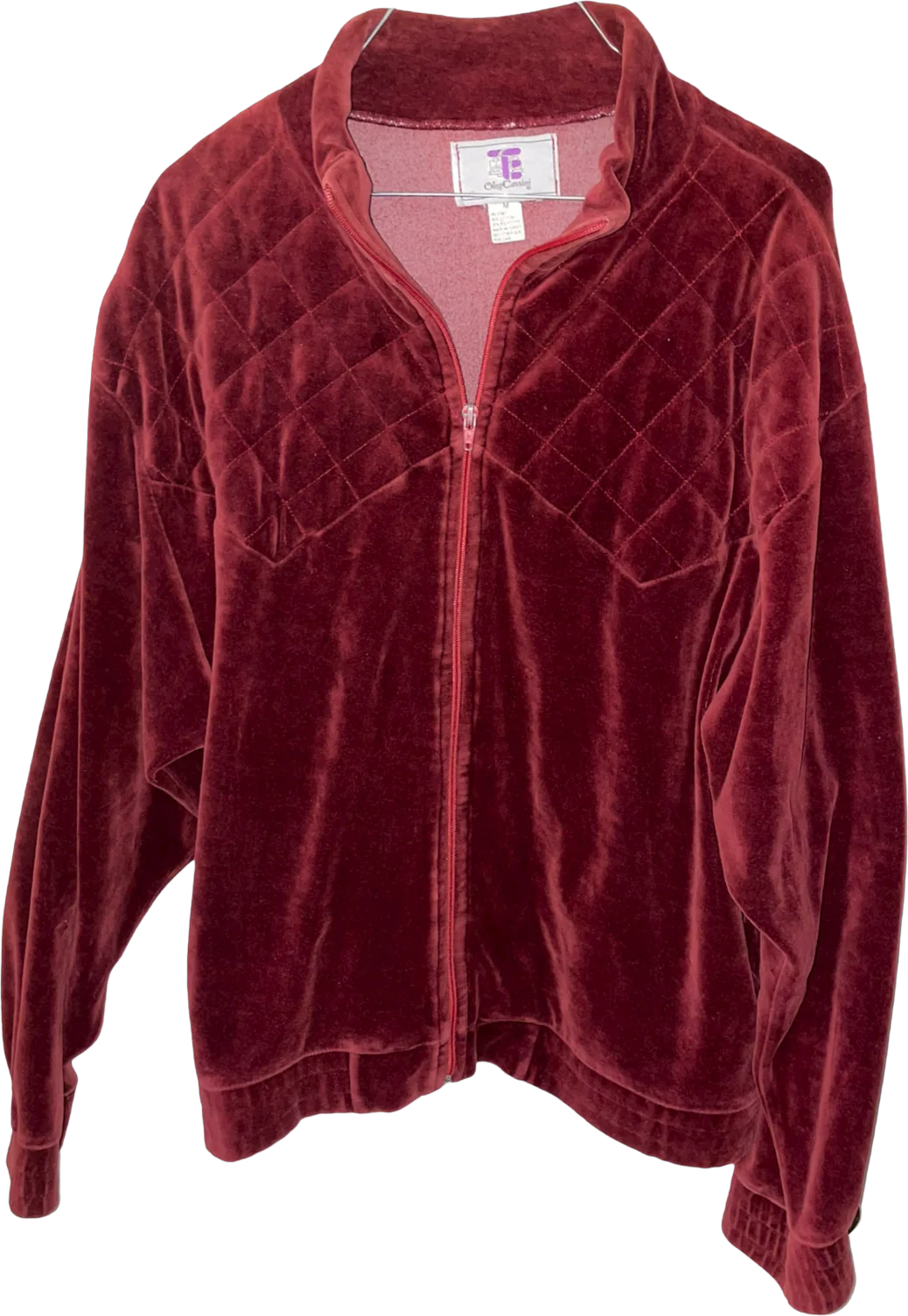 Vintage Oleg Cassini Velour Track Jacket Burgundy Sz M Euc by Oleg Cassini