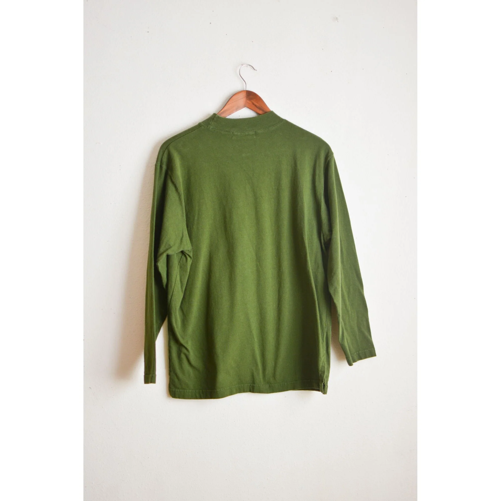 Vintage Olive Green Shirt Long Sleeve Size Large Cotton Turtleneck by Fenn Wright & Manson - Image 2