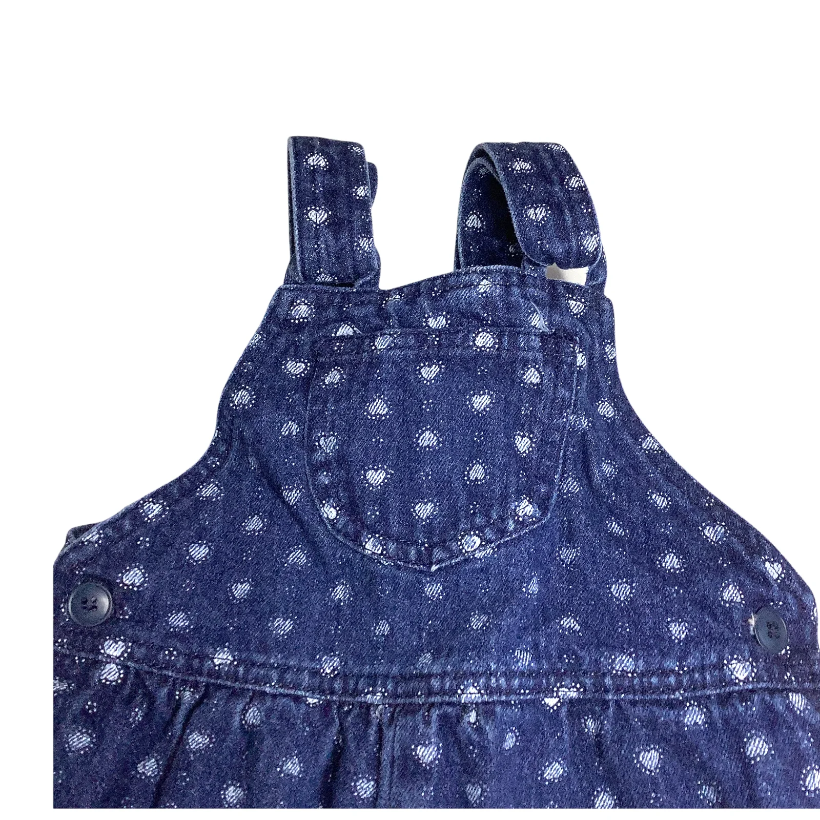 Vintage Overalls 80s 90s Romper 24m Girls Heart Print Bow Front Playsuit Pocket - Image 5